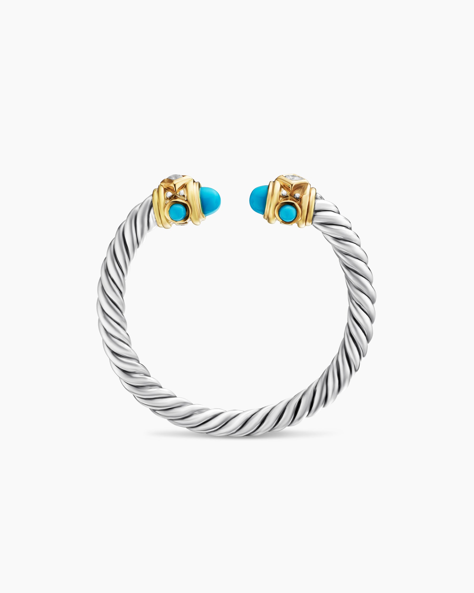 Renaissance Ring in Sterling Silver with 14K Yellow Gold, Turquoise and Diamonds, 2.3mm - Image 5