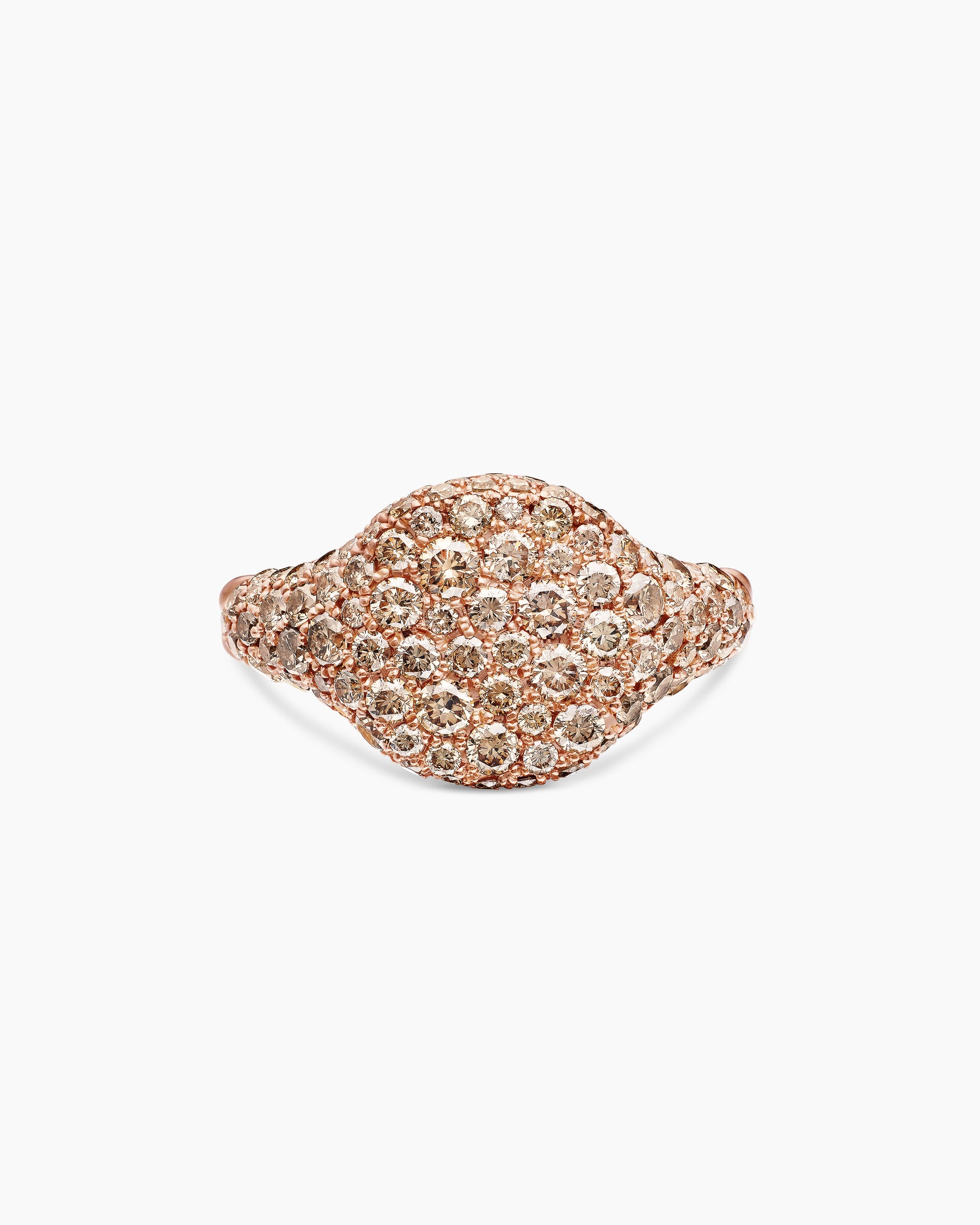 Pavé Pinky Ring in 18K Rose Gold with Cognac Diamonds, 10mm - Image 4