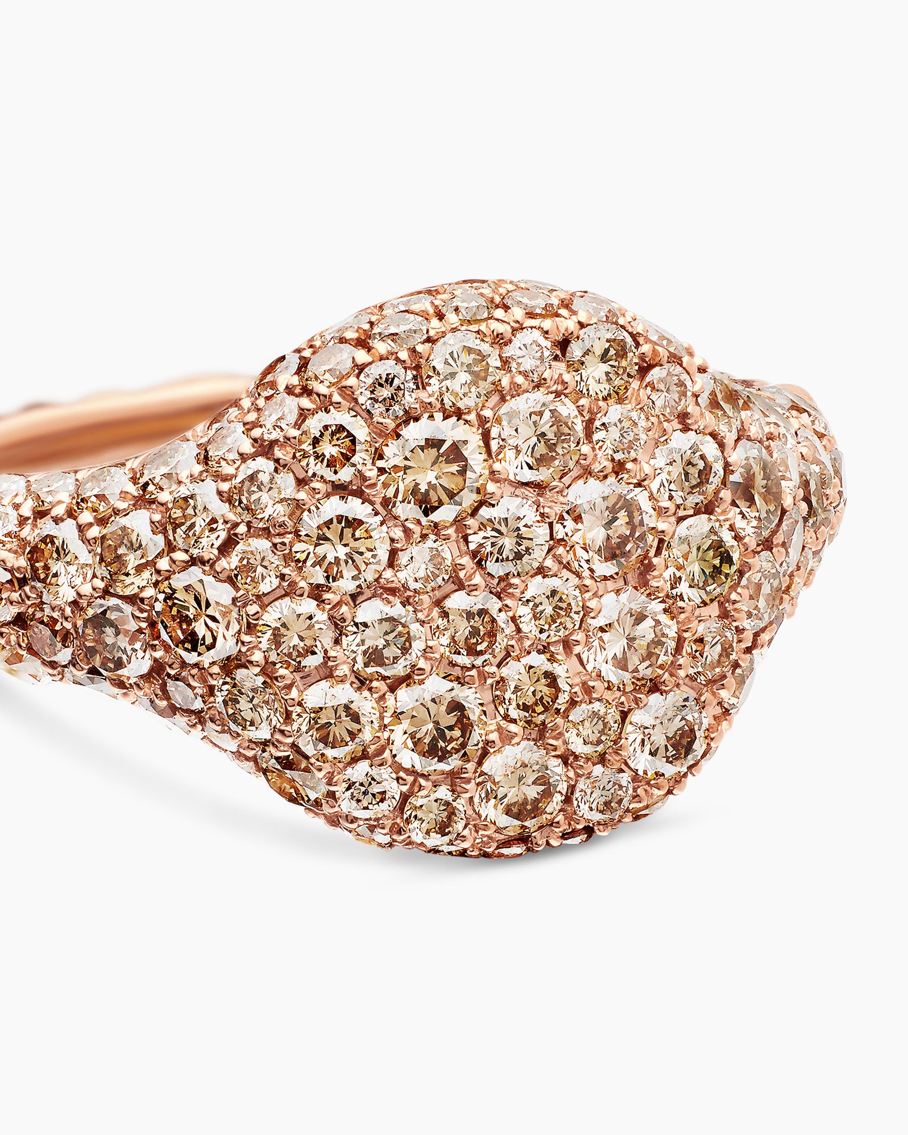 Pavé Pinky Ring in 18K Rose Gold with Cognac Diamonds, 10mm - Image 5