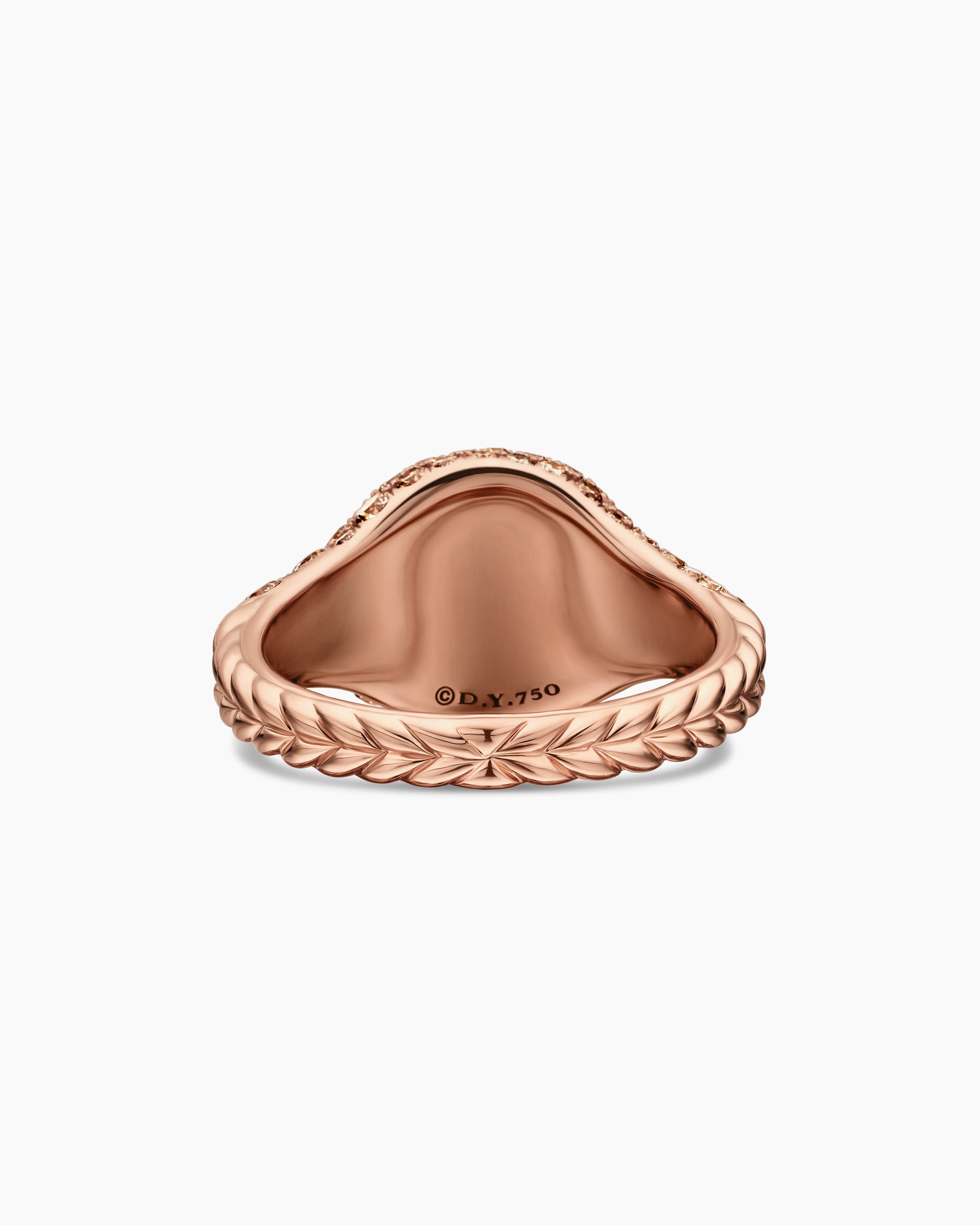 Pavé Pinky Ring in 18K Rose Gold with Cognac Diamonds, 10mm - Image 6