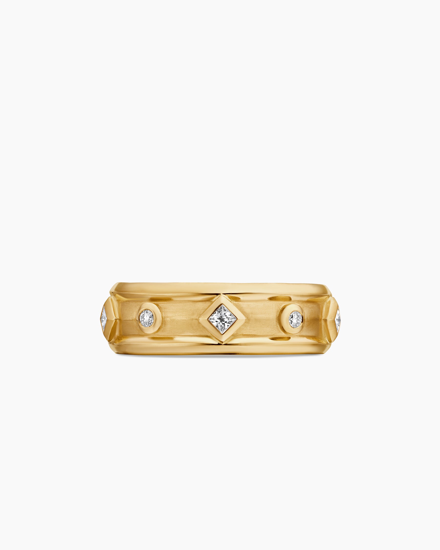 Modern Renaissance Band Ring in 18K Yellow Gold with Diamonds, 6.6mm - Image 4