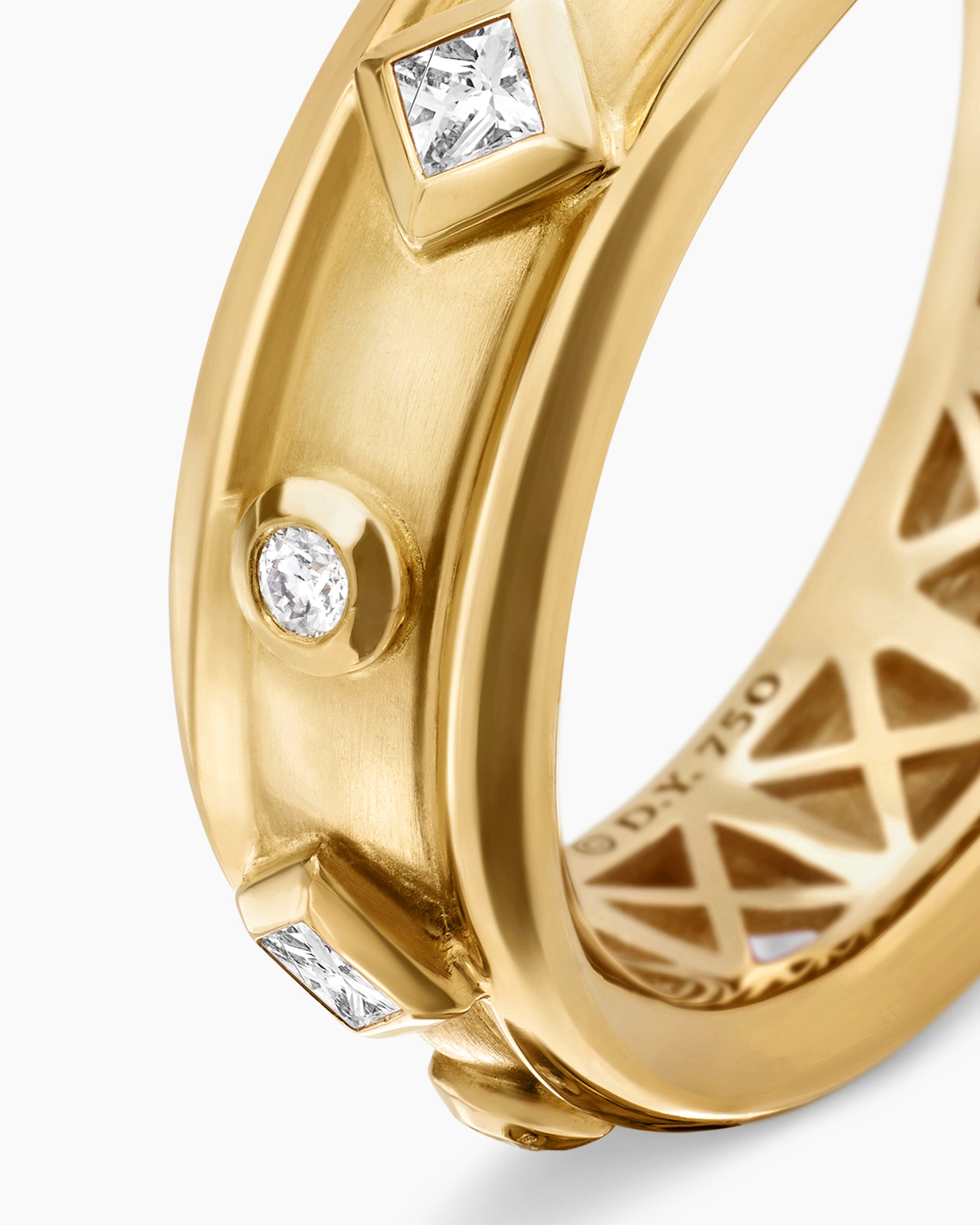 Modern Renaissance Band Ring in 18K Yellow Gold with Diamonds, 6.6mm - Image 6