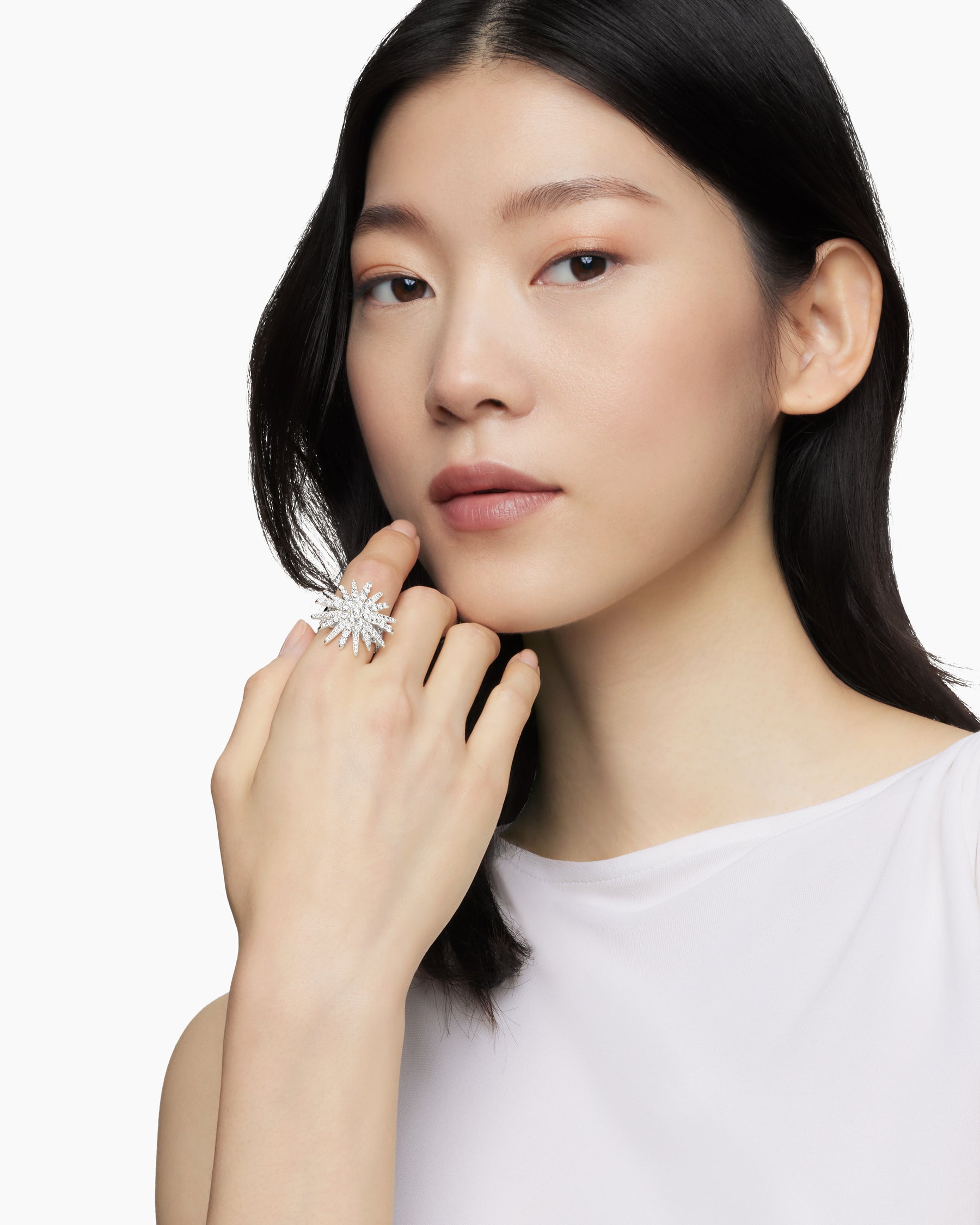 Starburst Ring in 18K White Gold with Diamonds, 28mm - Image 2
