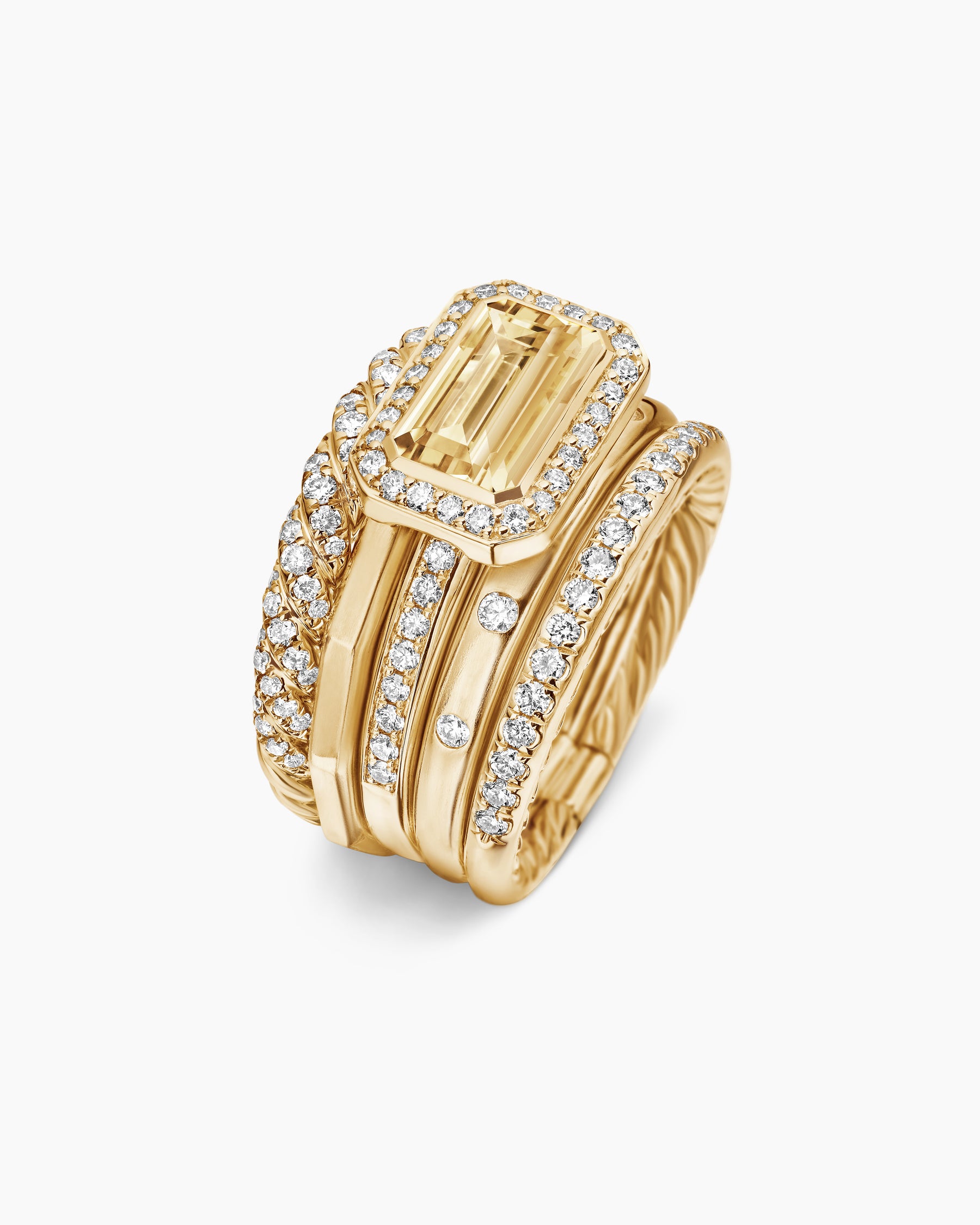Stax Statement Ring in 18K Yellow Gold with Champagne Citrine and Diamonds, 14mm - Image 3