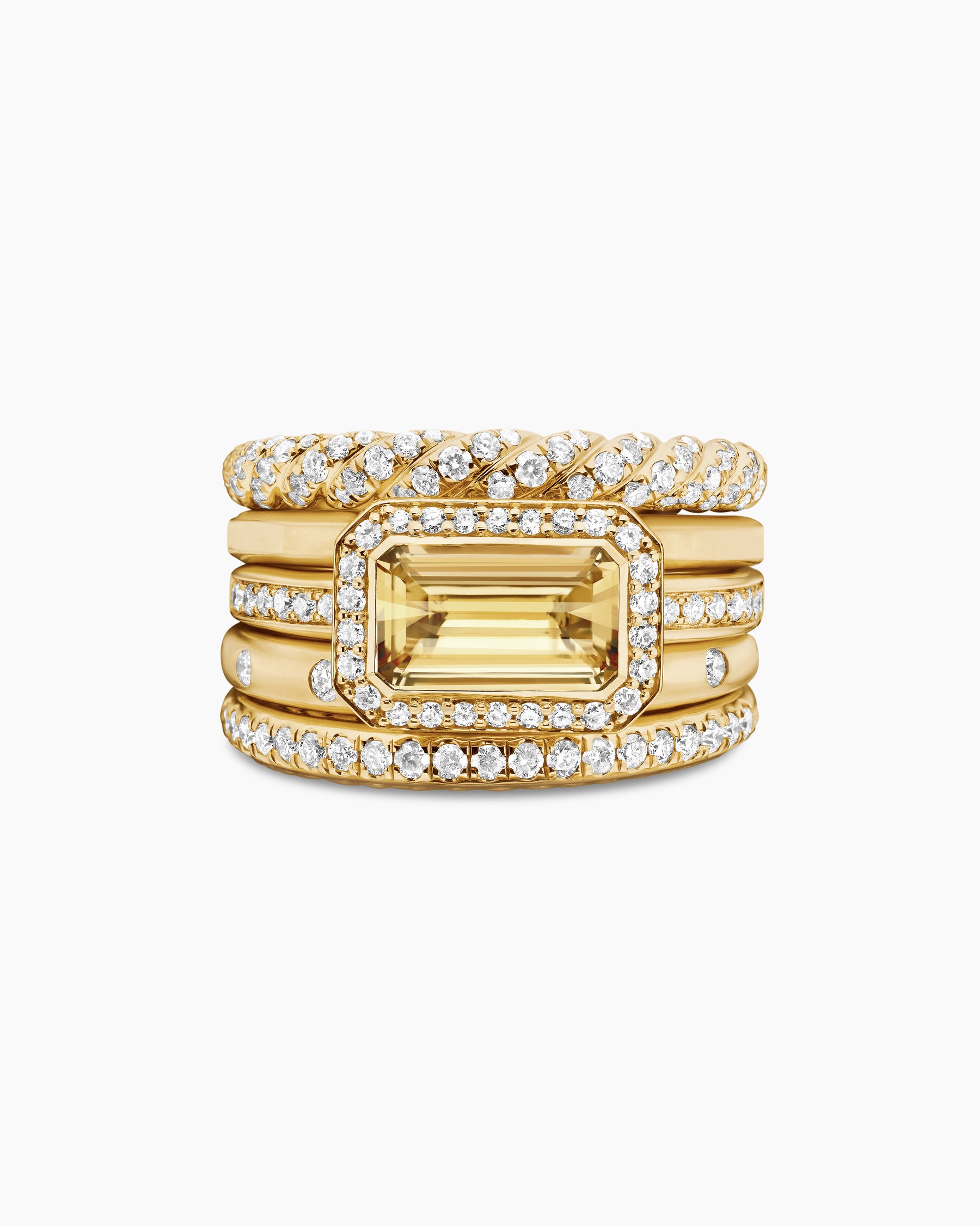 Stax Statement Ring in 18K Yellow Gold with Champagne Citrine and Diamonds, 14mm - Image 4