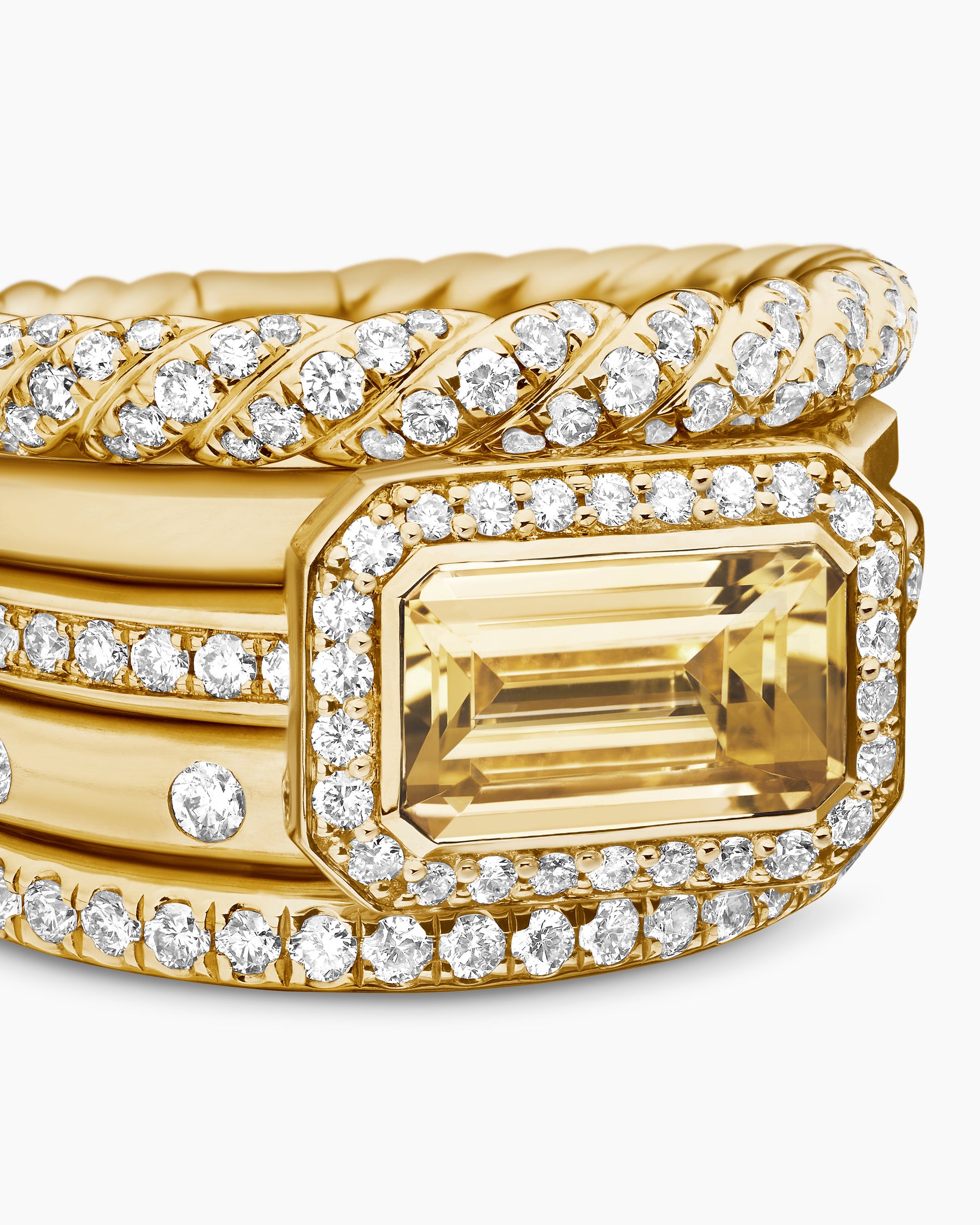 Stax Statement Ring in 18K Yellow Gold with Champagne Citrine and Diamonds, 14mm - Image 5