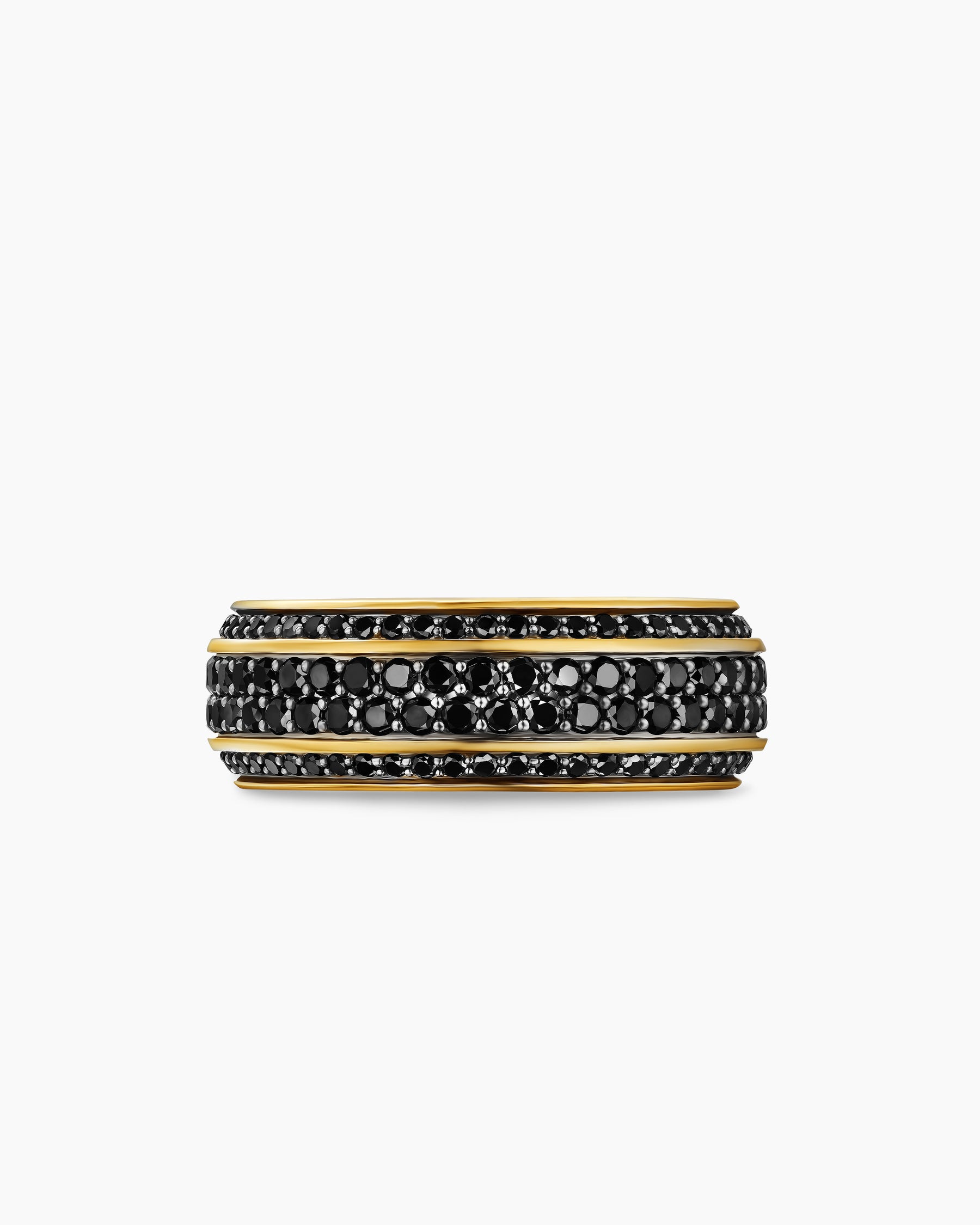 Streamline Beveled Band Ring in 18K Yellow Gold with Black Diamonds, 8.5mm - Image 4