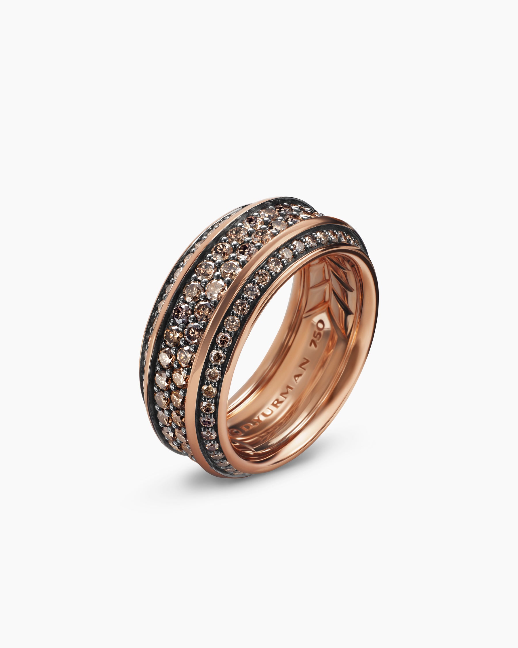 Streamline Beveled Band Ring in 18K Rose Gold with Cognac Diamonds, 8.5mm - Image 3