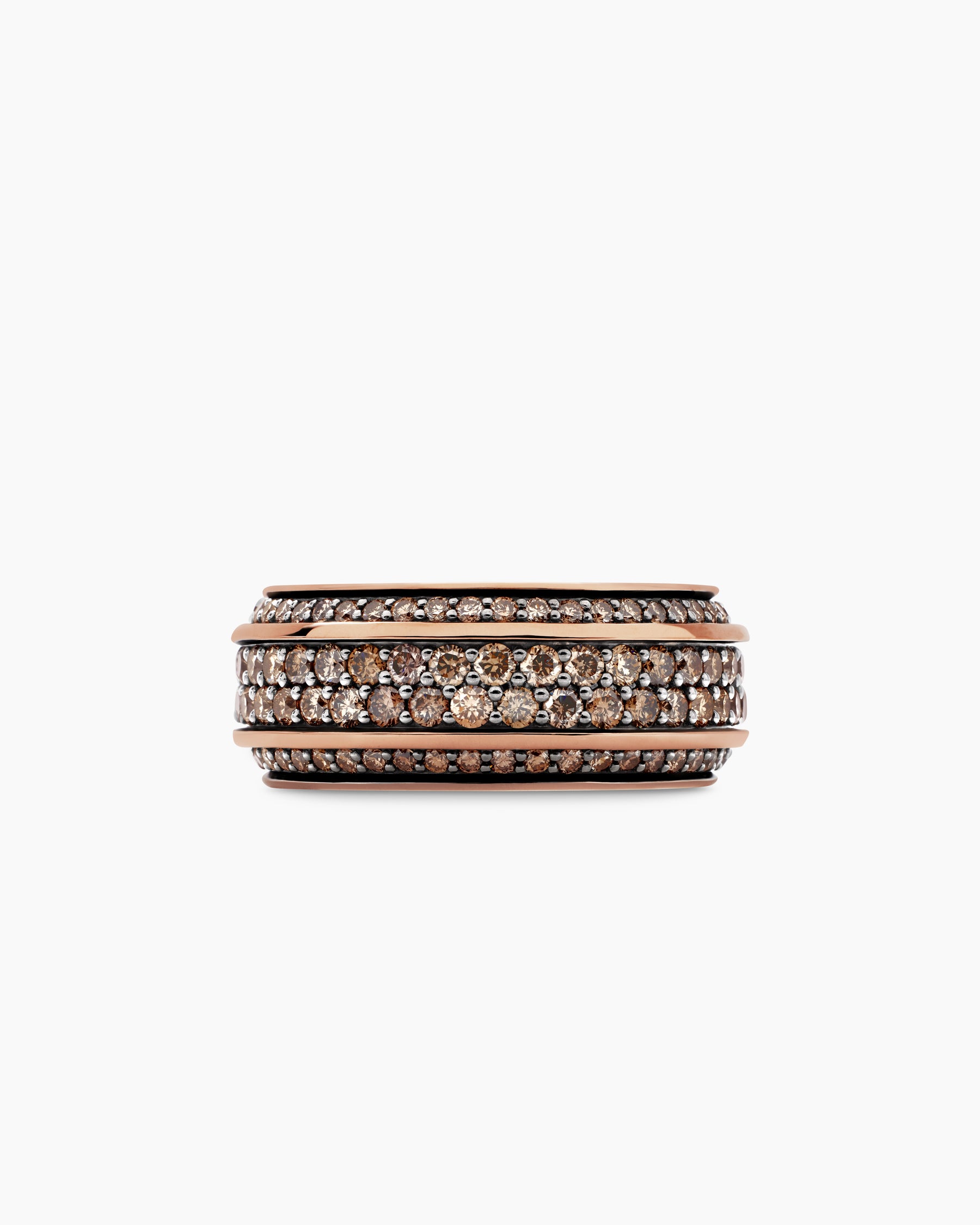 Streamline Beveled Band Ring in 18K Rose Gold with Cognac Diamonds, 8.5mm - Image 4