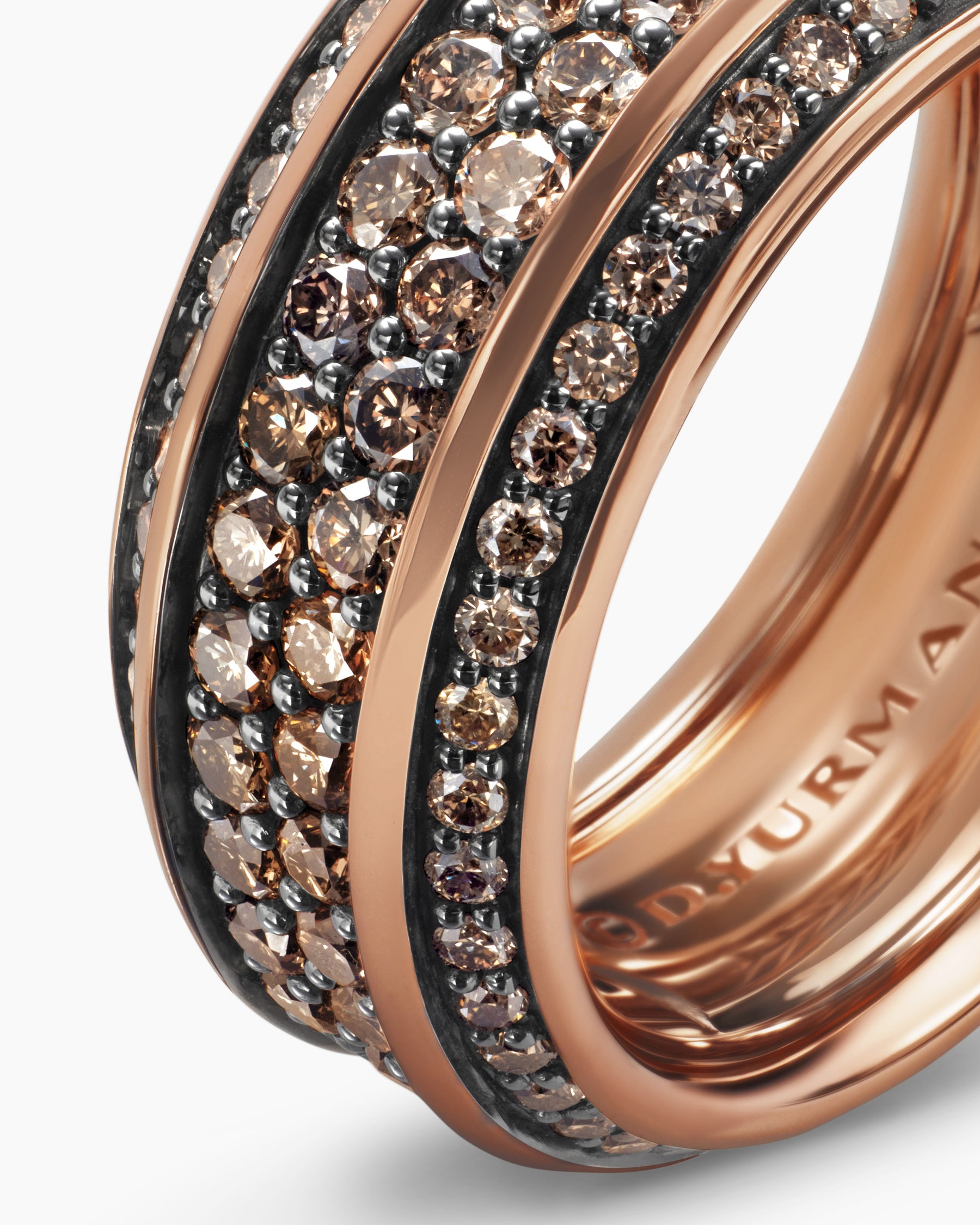 Streamline Beveled Band Ring in 18K Rose Gold with Cognac Diamonds, 8.5mm - Image 6