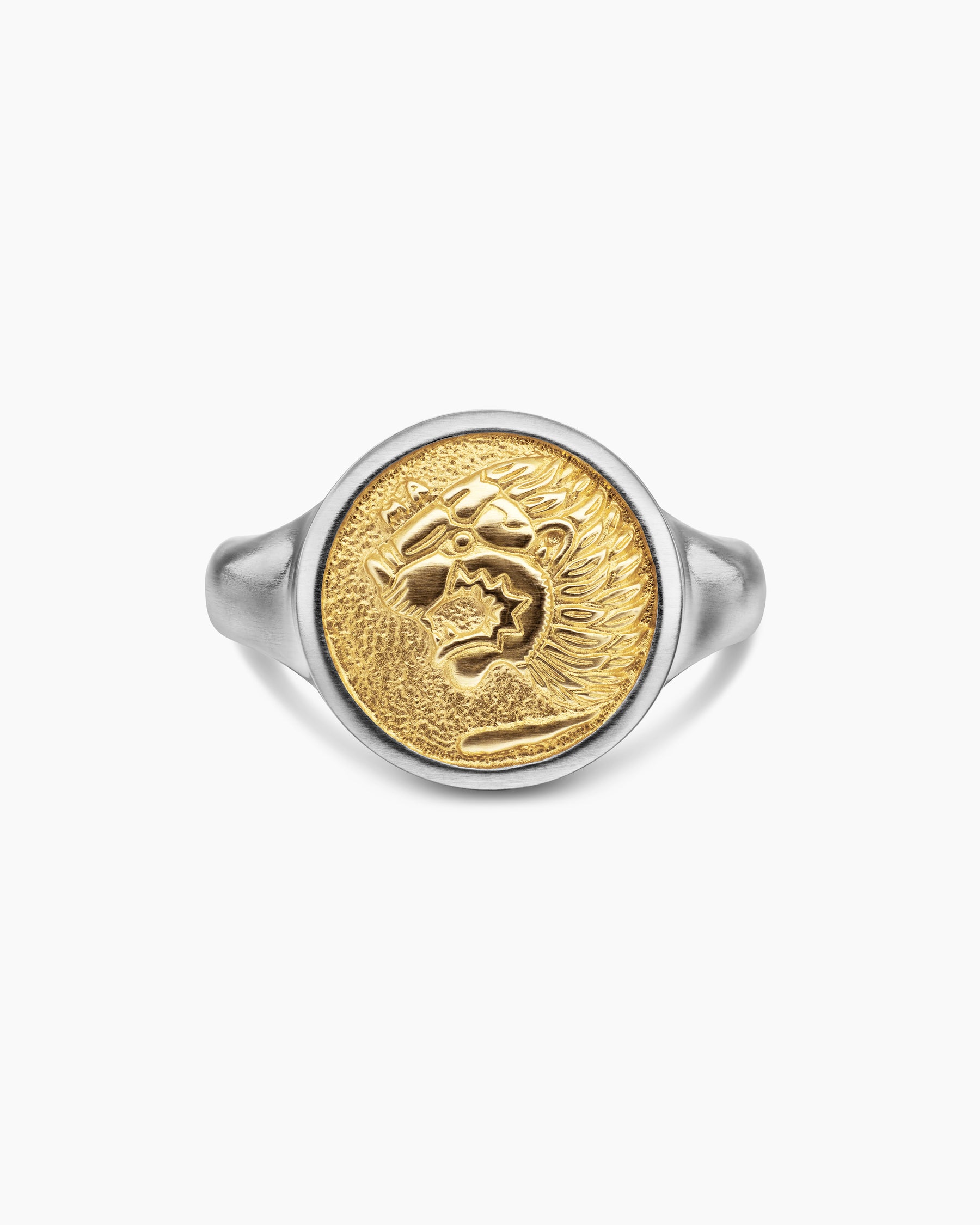 Petrvs Lion Pinky Ring in Sterling Silver with 18K Yellow Gold, 15mm - Image 4