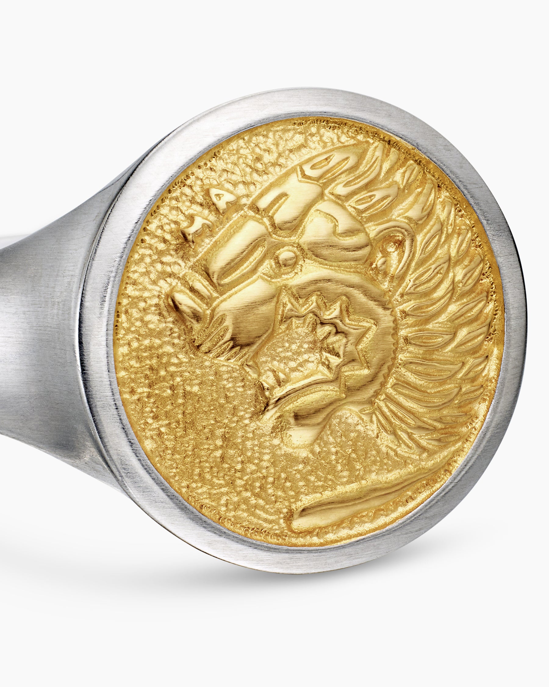 Petrvs Lion Pinky Ring in Sterling Silver with 18K Yellow Gold, 15mm - Image 5