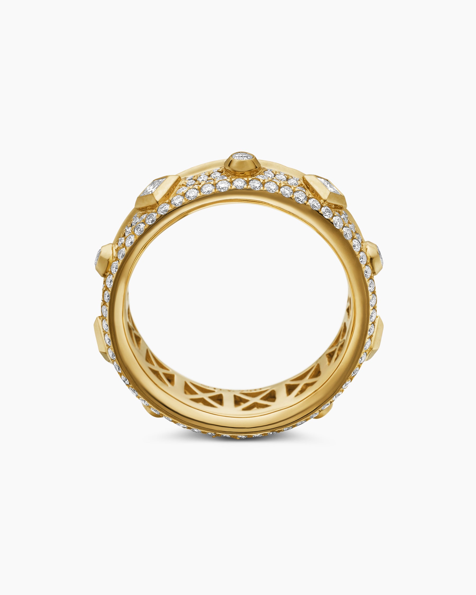 Modern Renaissance Band Ring in 18K Yellow Gold with Diamonds, 6.6mm - Image 5