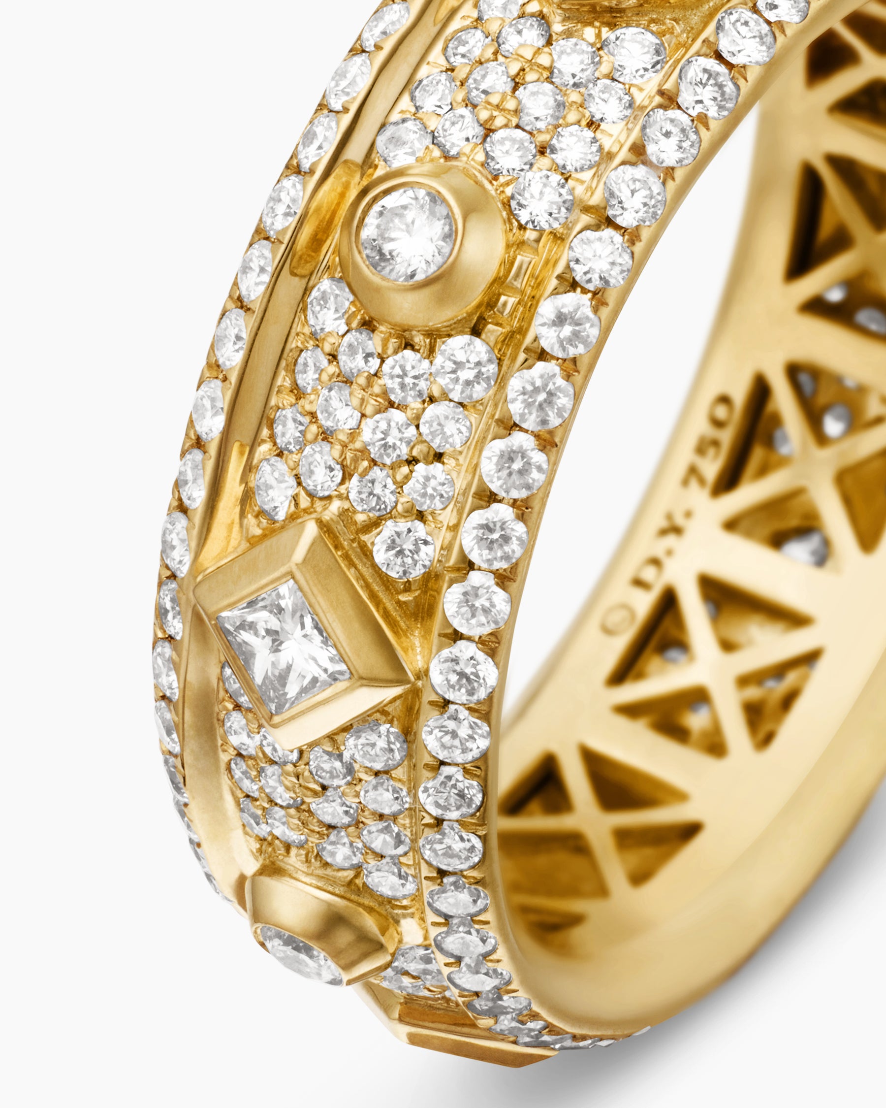 Modern Renaissance Band Ring in 18K Yellow Gold with Diamonds, 6.6mm - Image 6