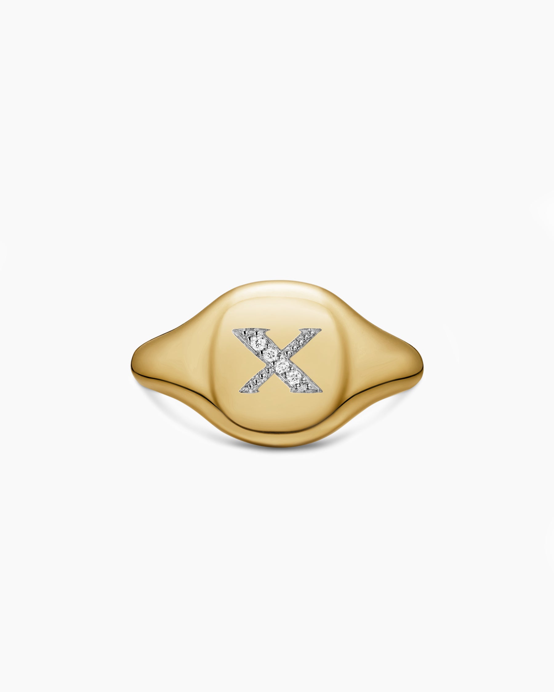 DY Initial Pinky Ring in 18K Yellow Gold with Diamond X, 9.8mm - Image 4