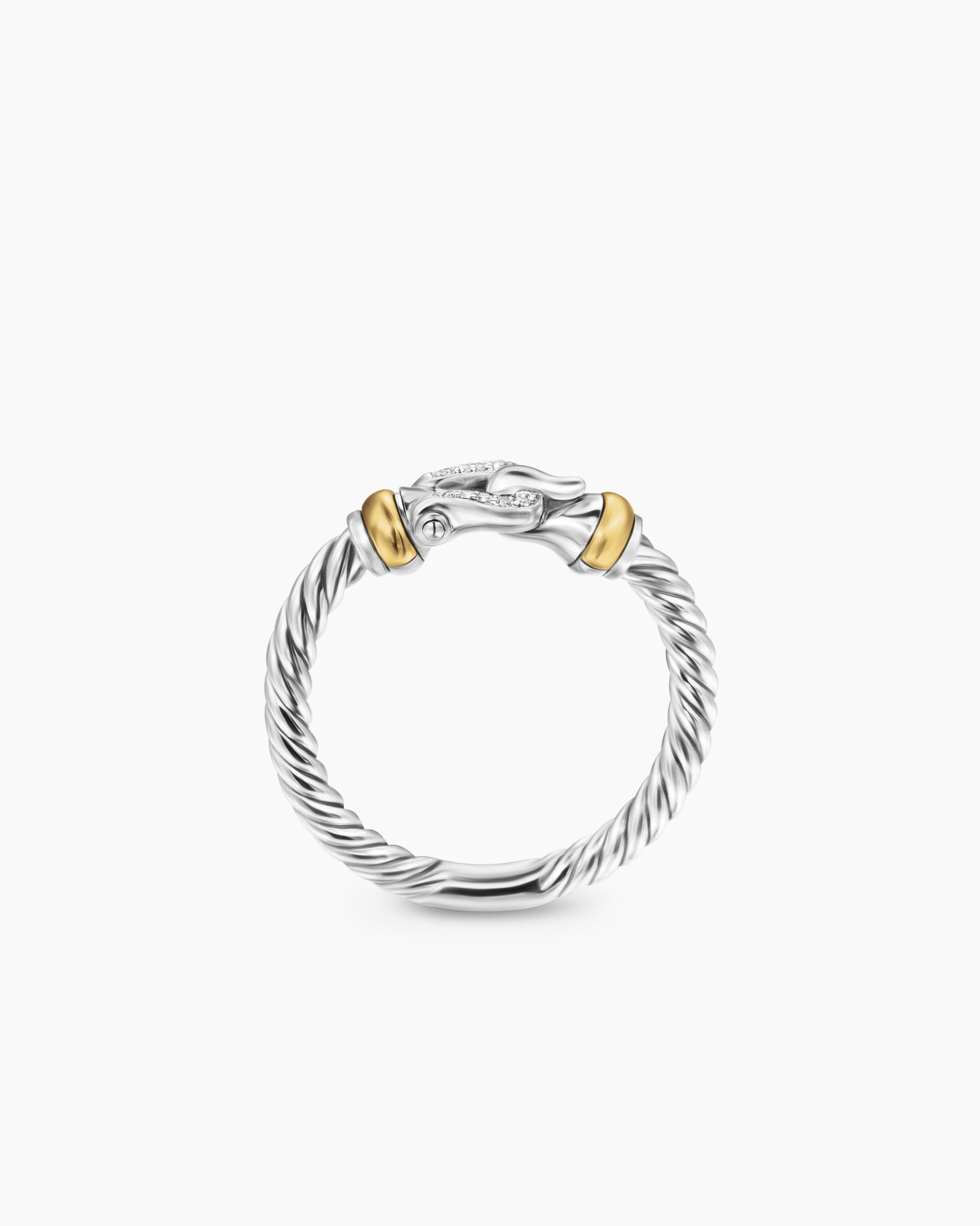 Petite Buckle Ring in Sterling Silver with 18K Yellow Gold and Diamonds, 2mm - Image 5