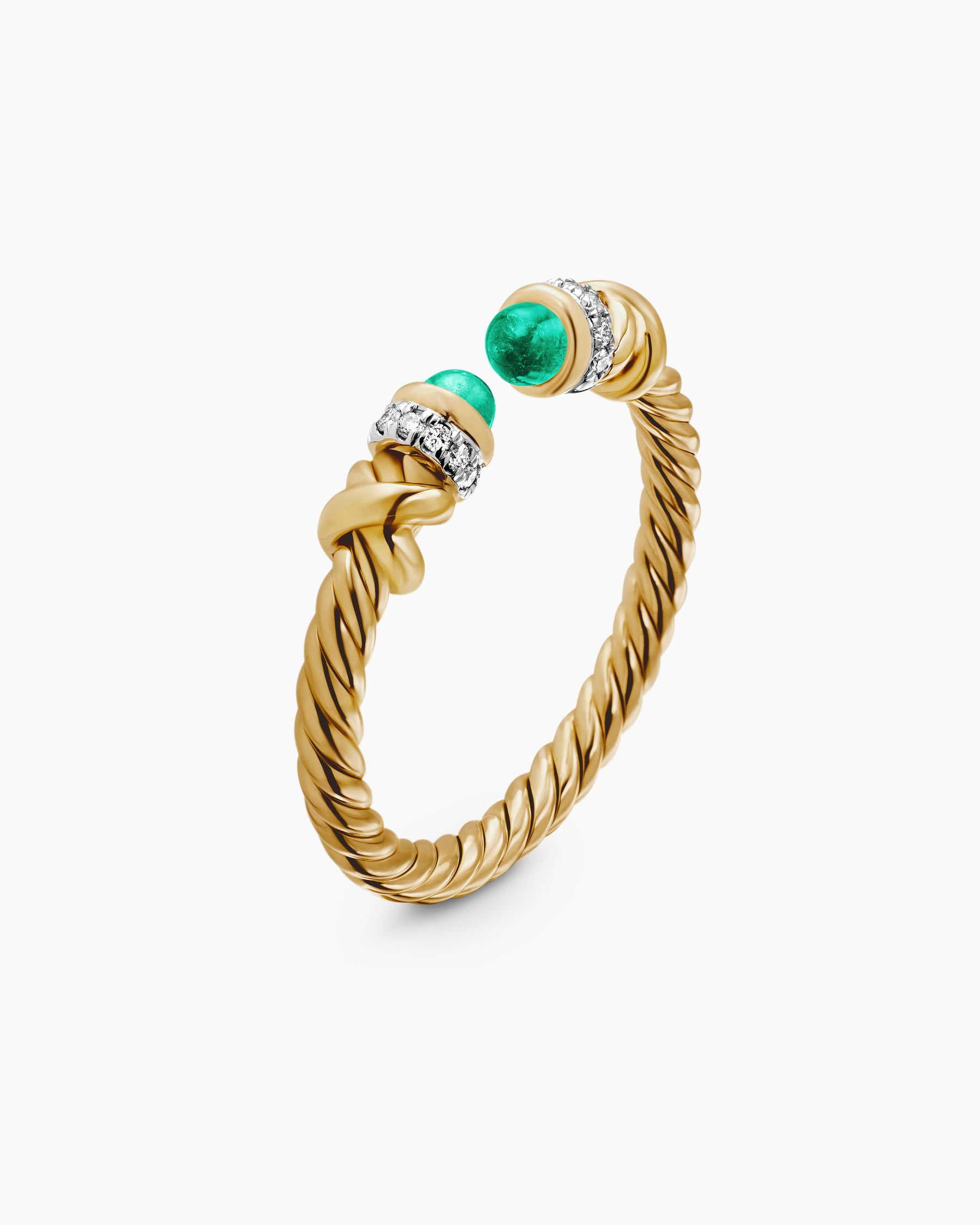 Petite Helena Ring in 18K Yellow Gold with Emeralds and Diamonds, 2.5mm - Image 3