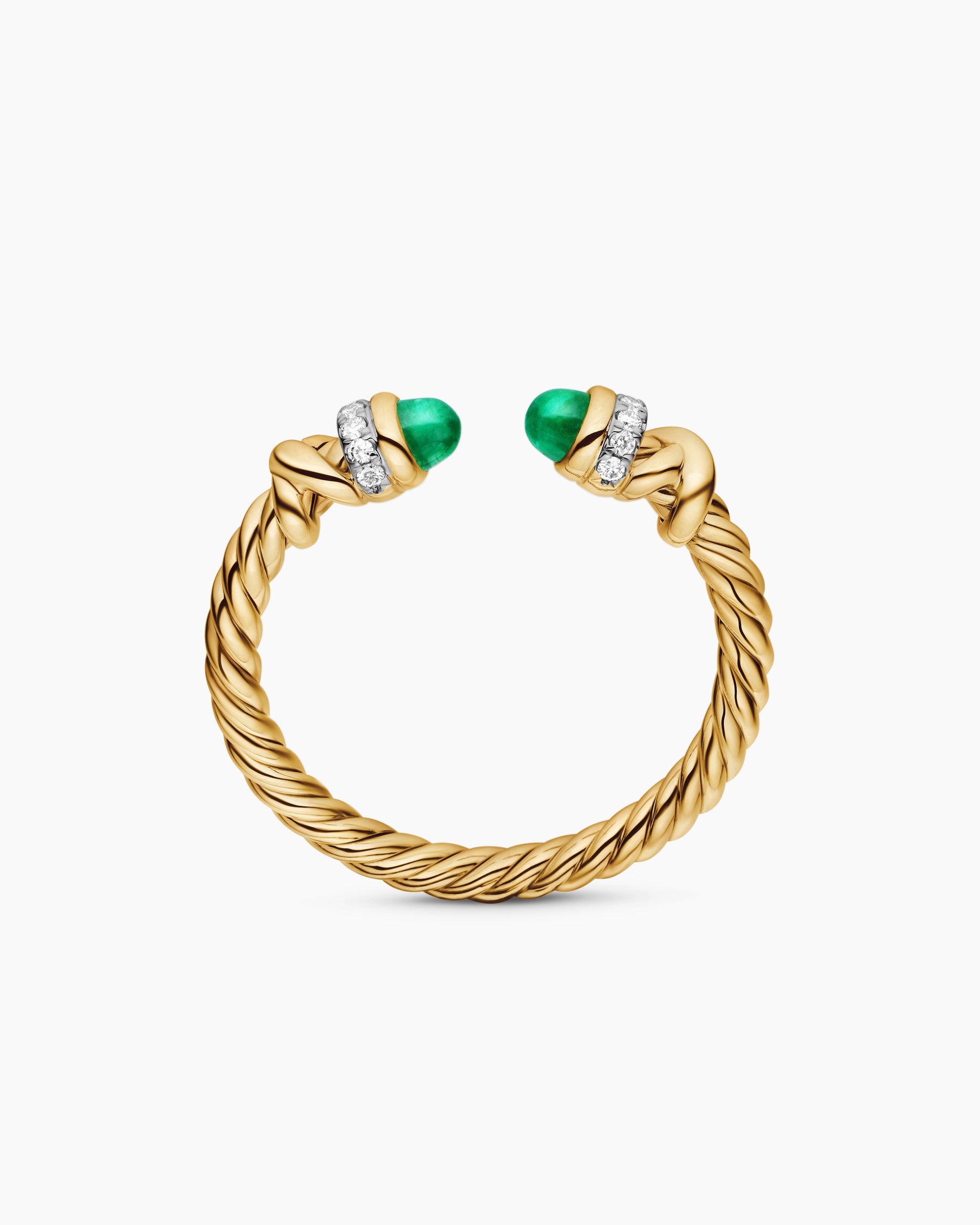 Petite Helena Ring in 18K Yellow Gold with Emeralds and Diamonds, 2.5mm - Image 5