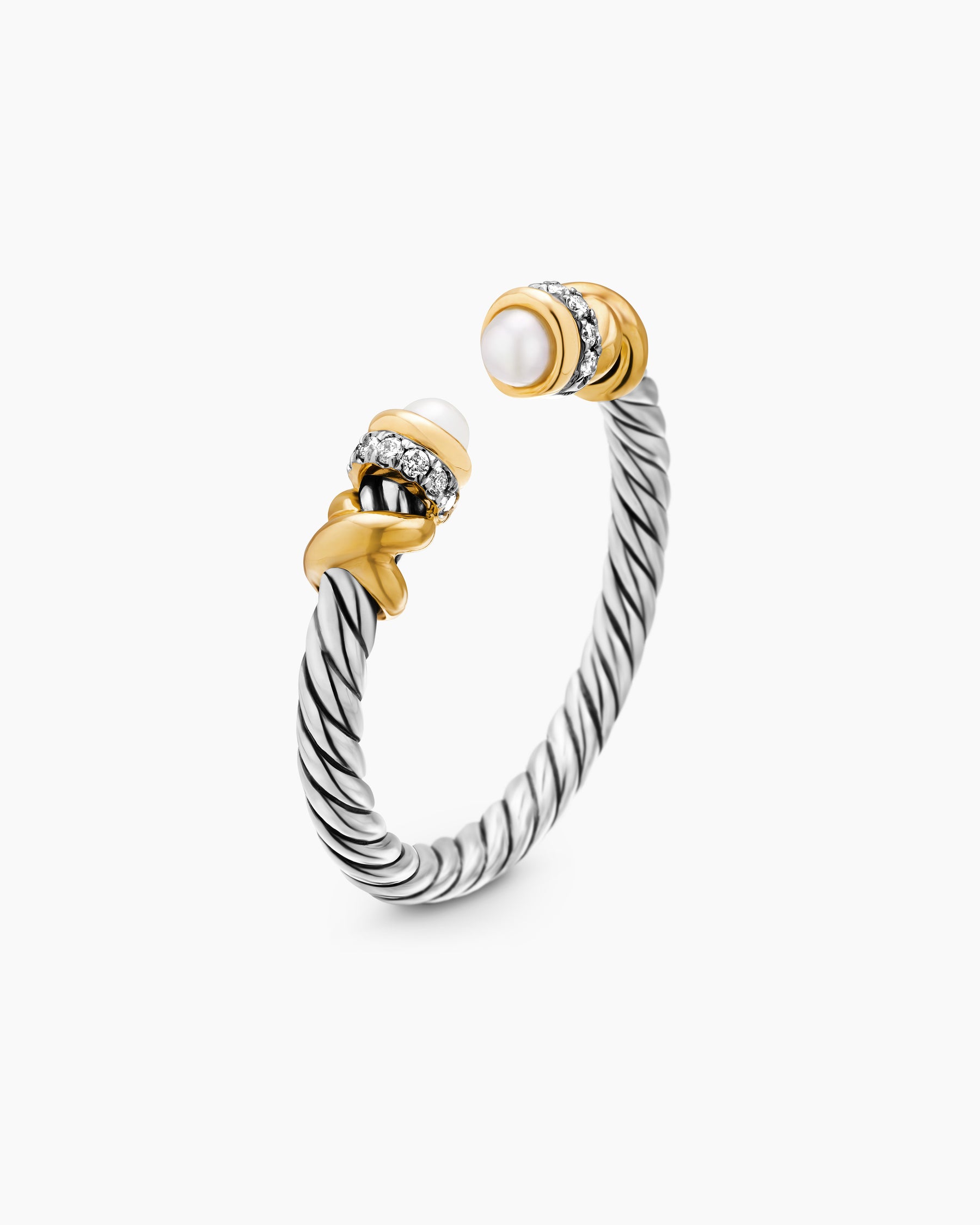 Petite Helena Ring in Sterling Silver with 18K Yellow Gold, Pearls and Diamonds, 2.5mm - Image 3