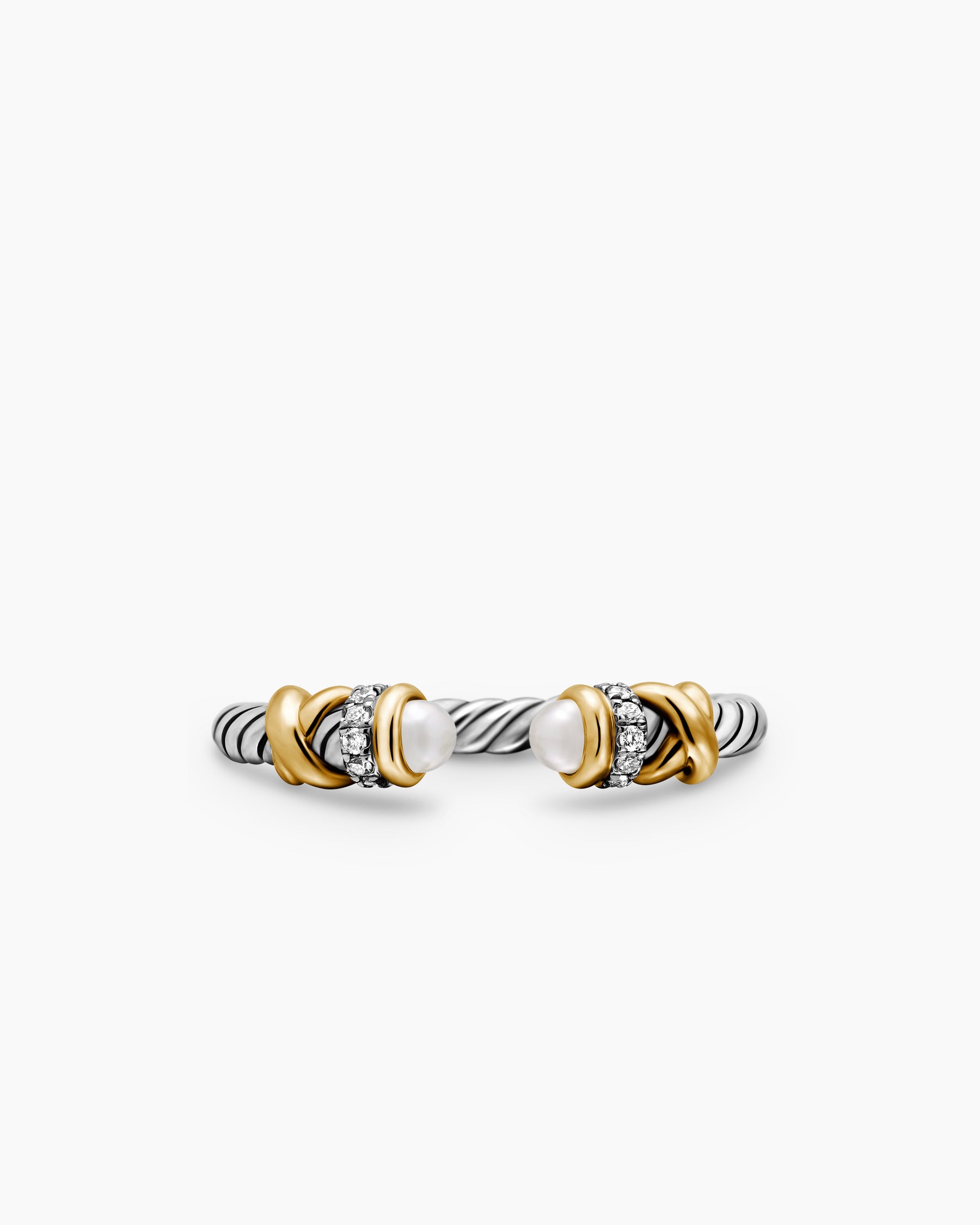 Petite Helena Ring in Sterling Silver with 18K Yellow Gold, Pearls and Diamonds, 2.5mm - Image 4