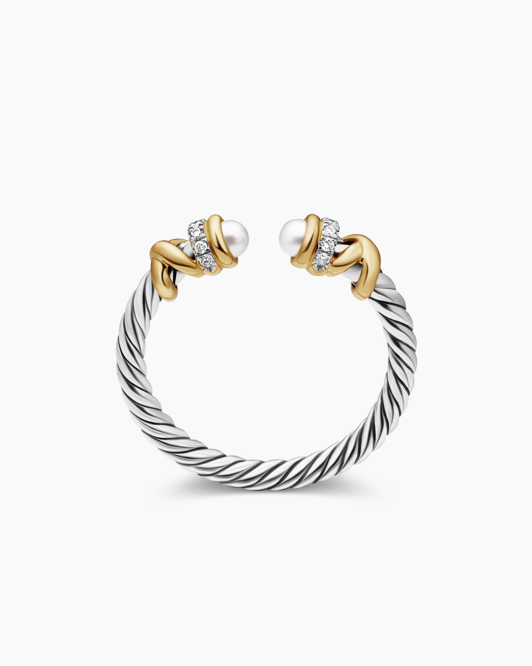 Petite Helena Ring in Sterling Silver with 18K Yellow Gold, Pearls and Diamonds, 2.5mm - Image 5