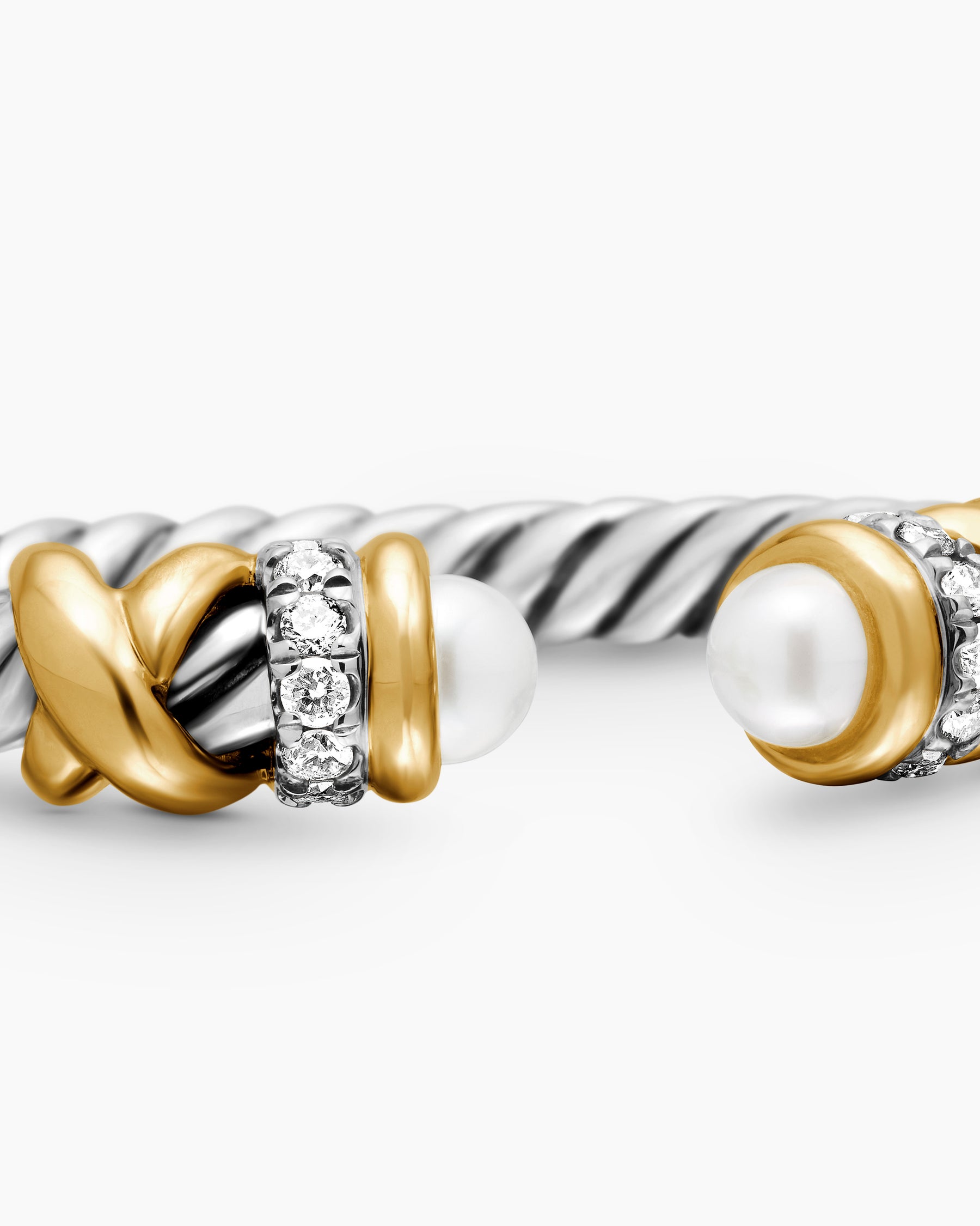 Petite Helena Ring in Sterling Silver with 18K Yellow Gold, Pearls and Diamonds, 2.5mm - Image 7