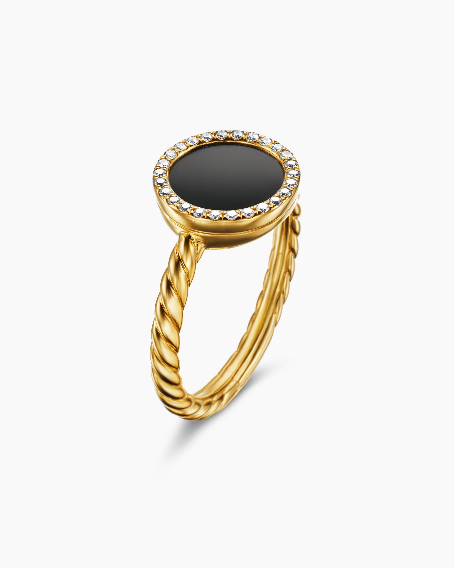 Petite DY Elements Ring in 18K Yellow Gold with Black Onyx and Diamonds, 11.3mm - Image 3