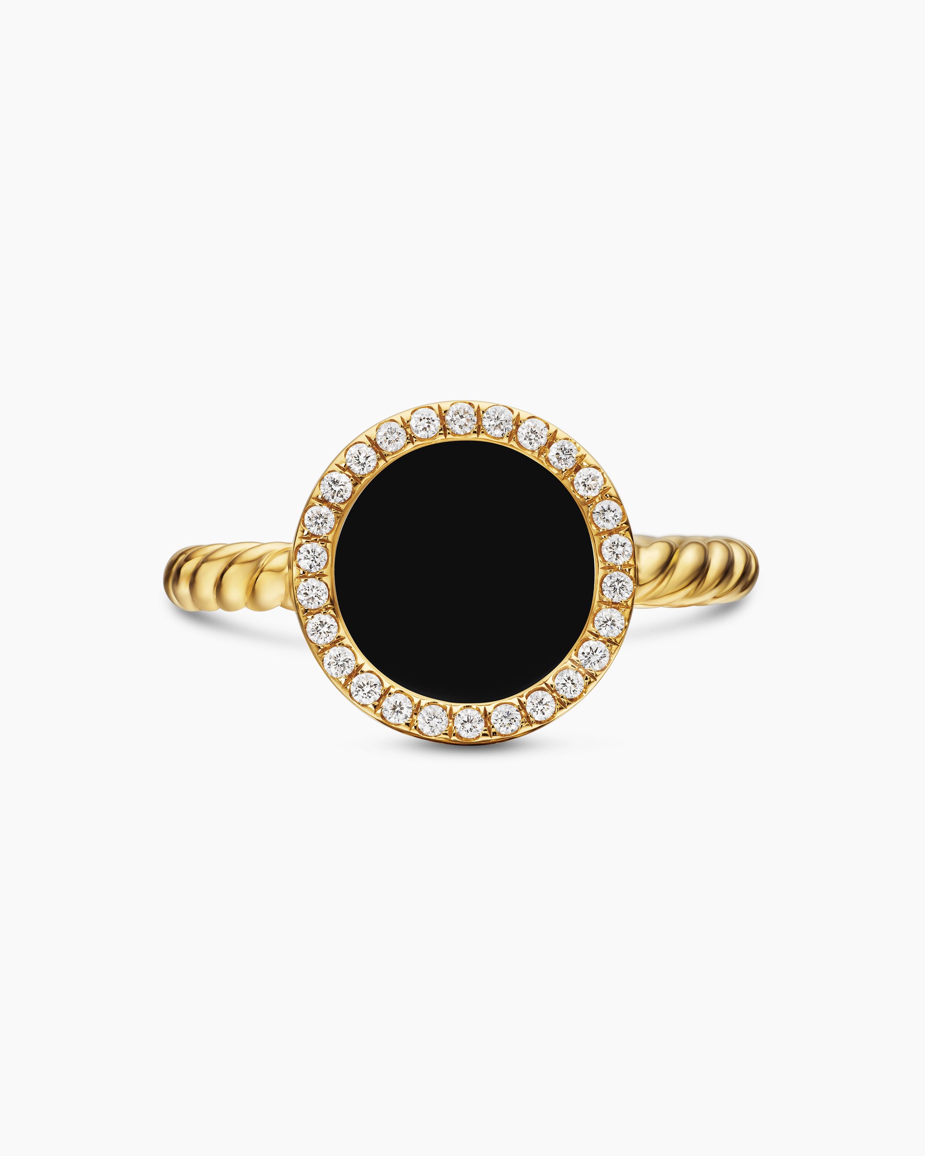 Petite DY Elements Ring in 18K Yellow Gold with Black Onyx and Diamonds, 11.3mm - Image 4