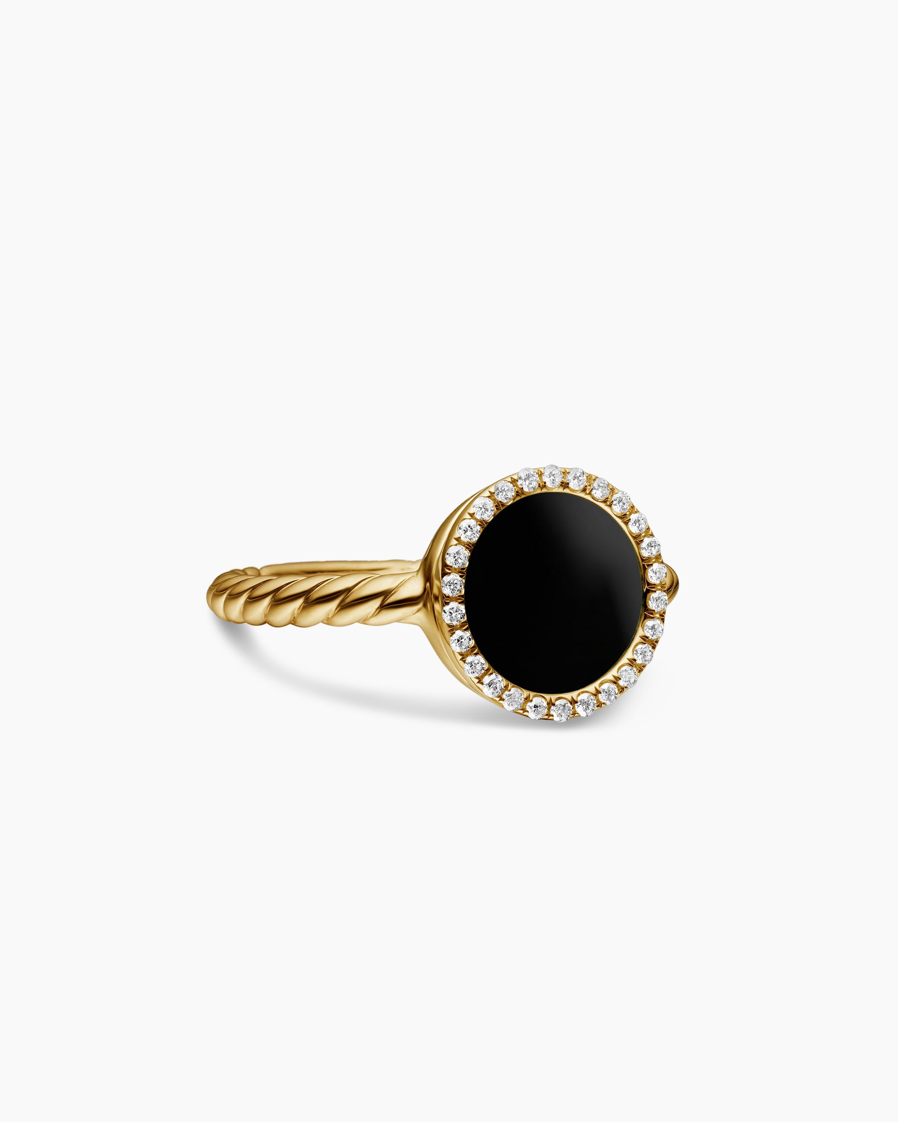Petite DY Elements Ring in 18K Yellow Gold with Black Onyx and Diamonds, 11.3mm