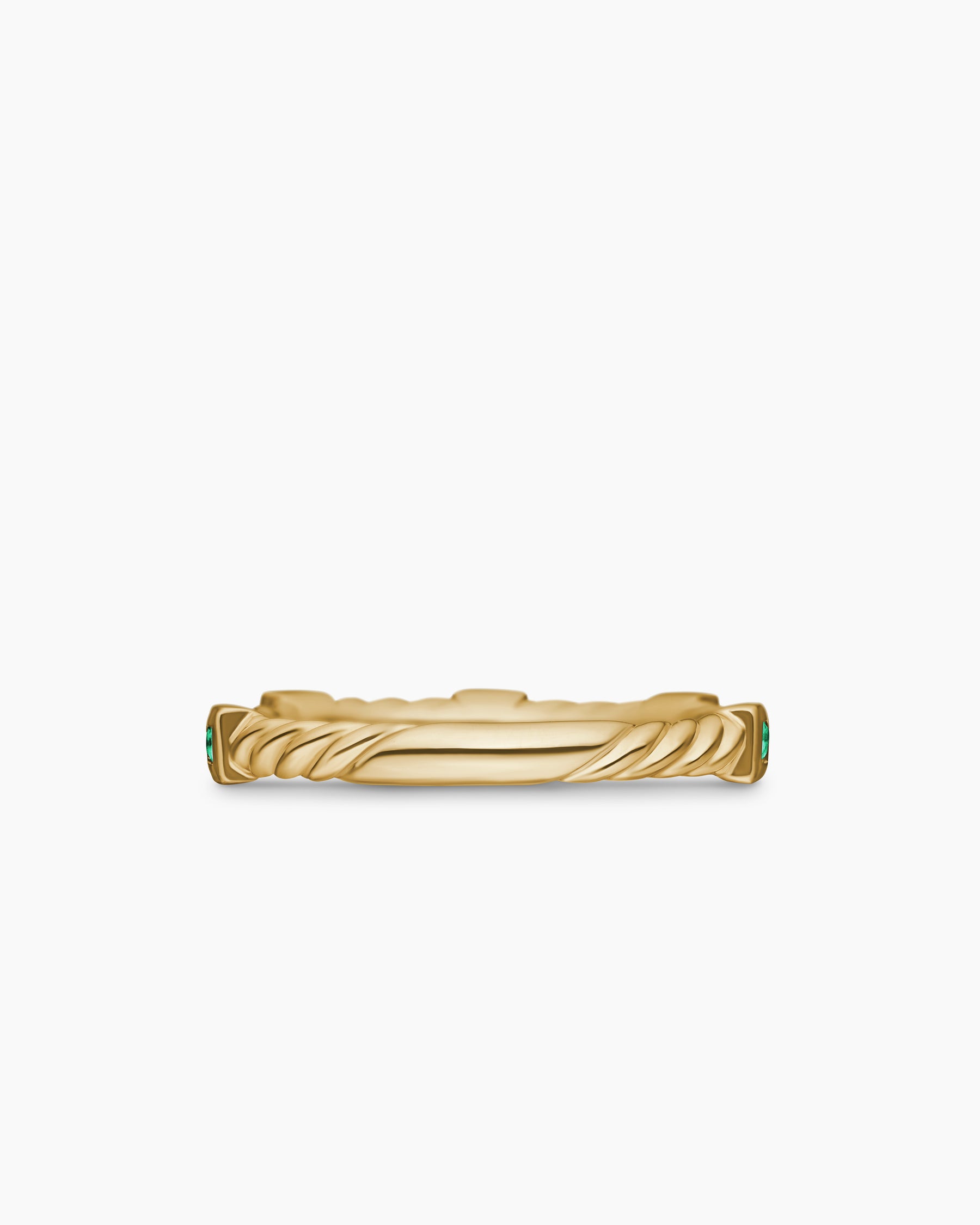 Cable Collectibles Stack Ring in 18K Yellow Gold with Emeralds, 2mm - Image 6