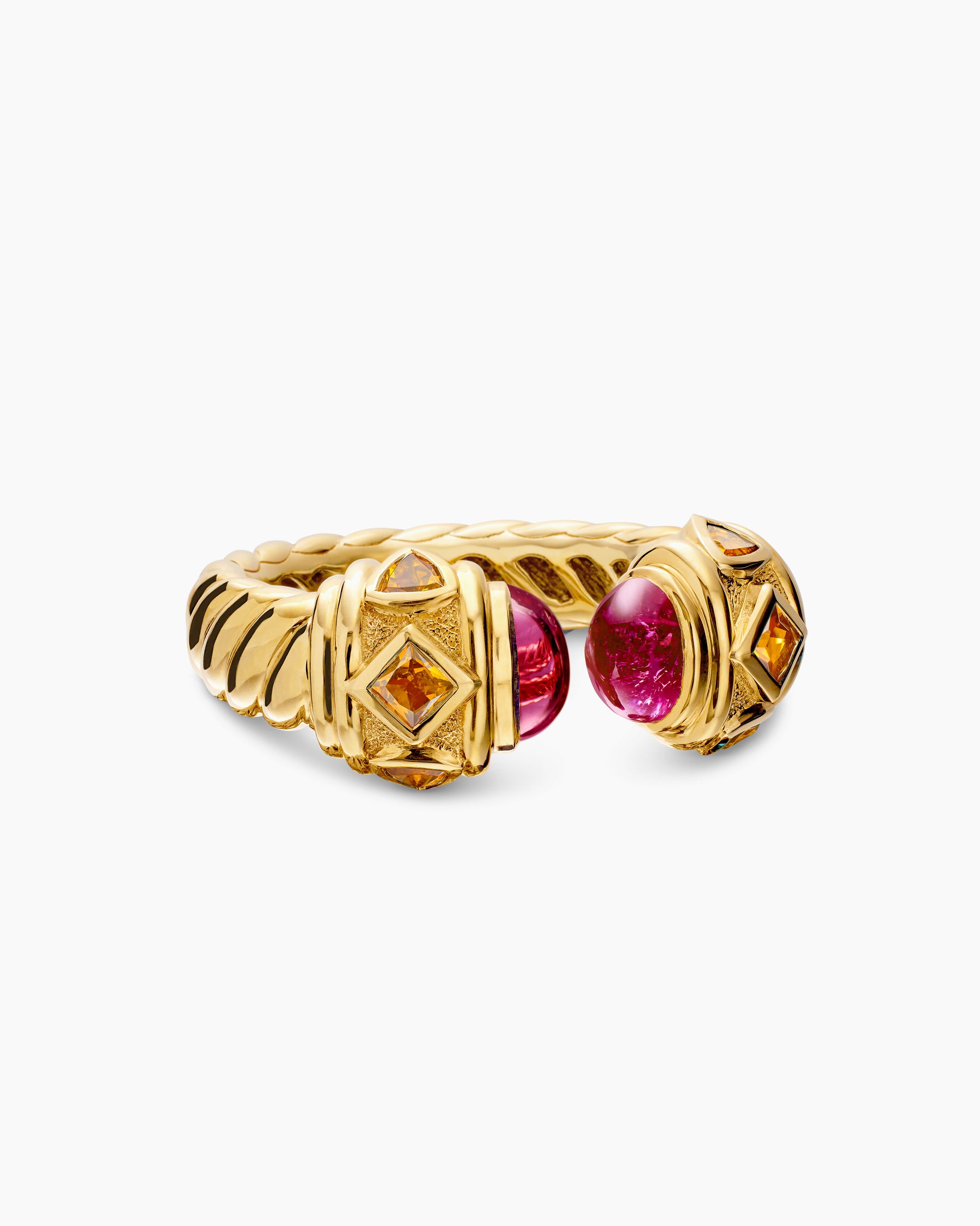 Renaissance Color Ring in 18K Yellow Gold with Rubellite and Madeira Citrine, 10mm