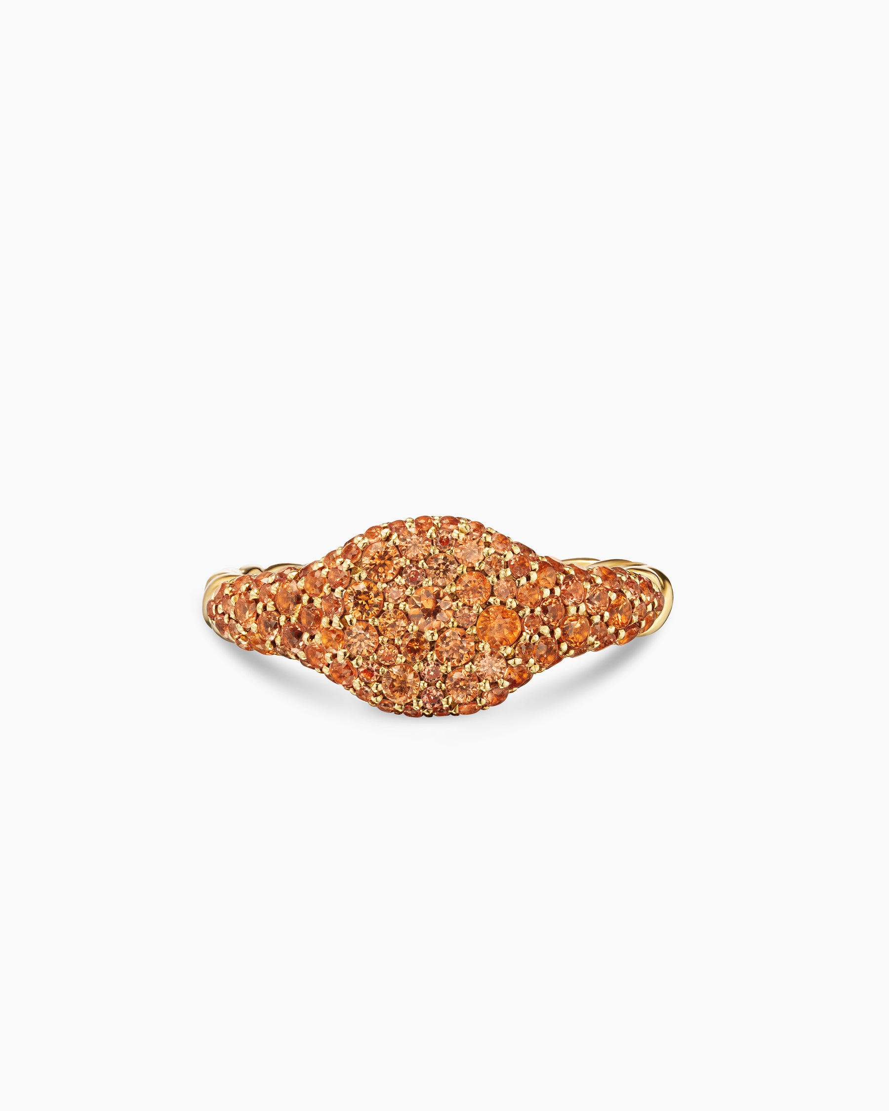 Petite Pavé Pinky Ring in 18K Yellow Gold with Orange Sapphires, 7mm - Image 3