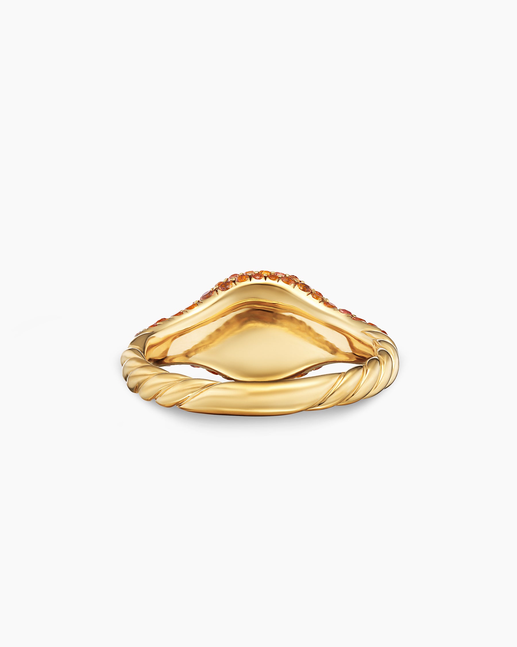 Petite Pavé Pinky Ring in 18K Yellow Gold with Orange Sapphires, 7mm - Image 5