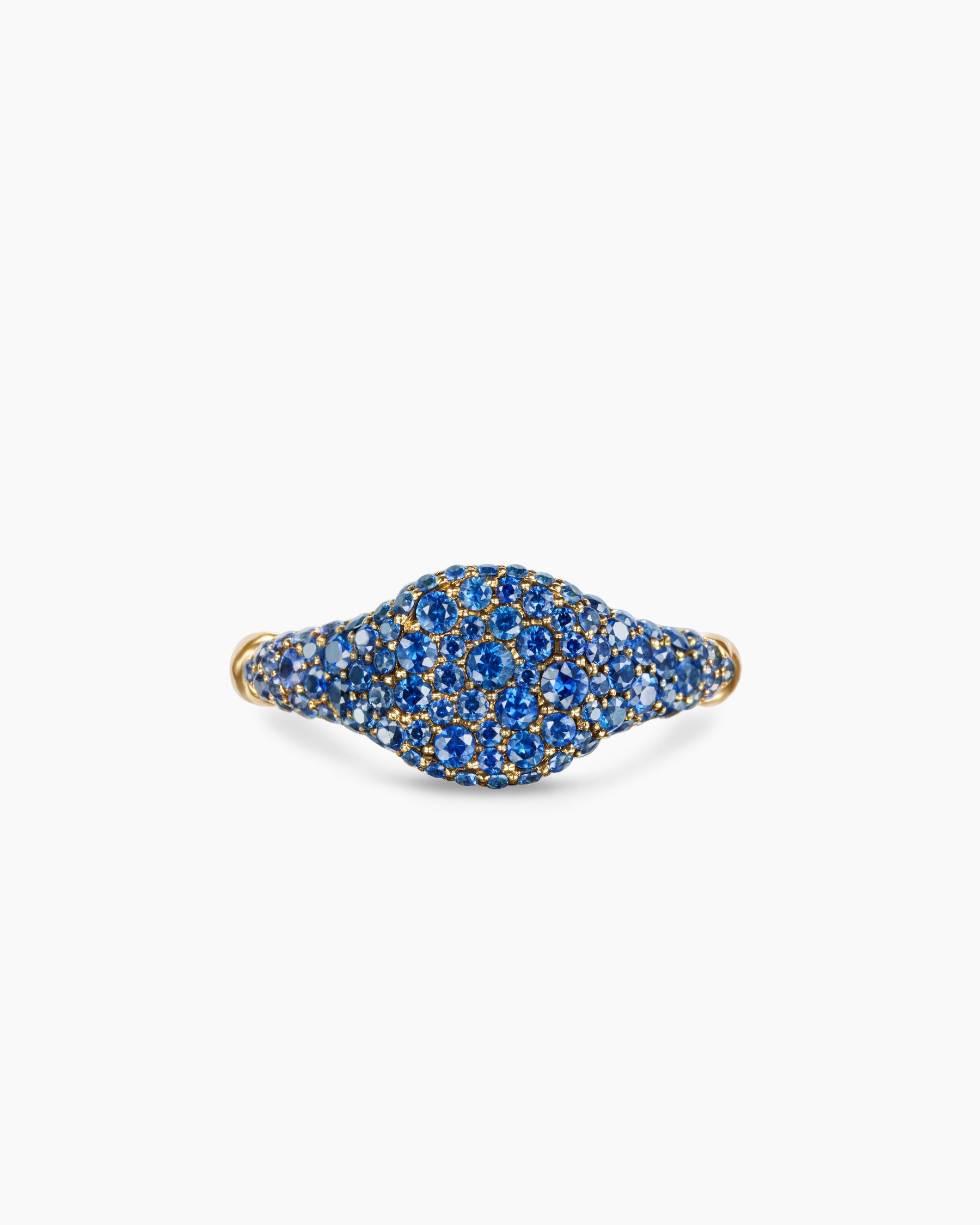Petite Pavé Pinky Ring in 18K Yellow Gold with Sapphires, 7mm - Image 4