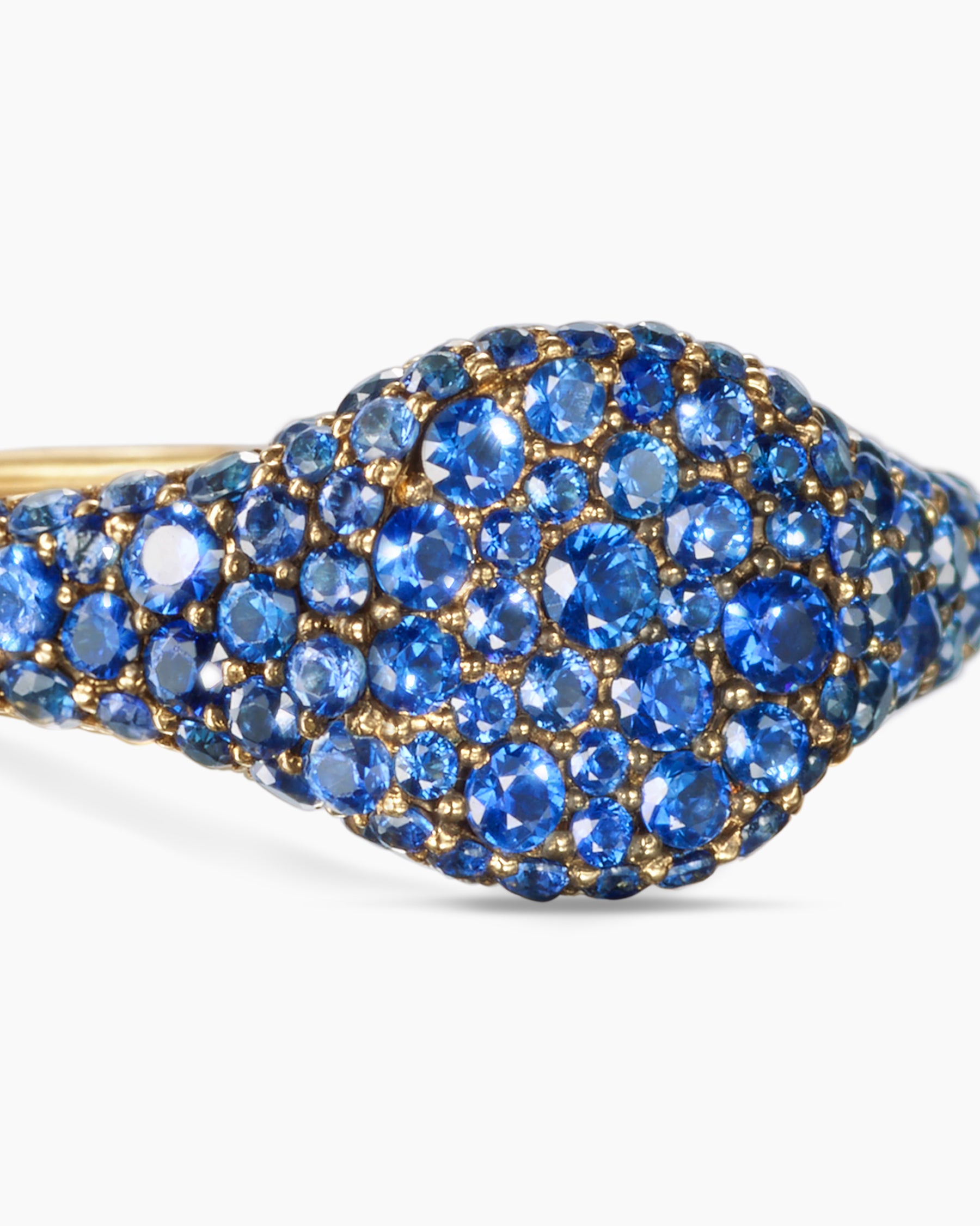 Petite Pavé Pinky Ring in 18K Yellow Gold with Sapphires, 7mm - Image 5