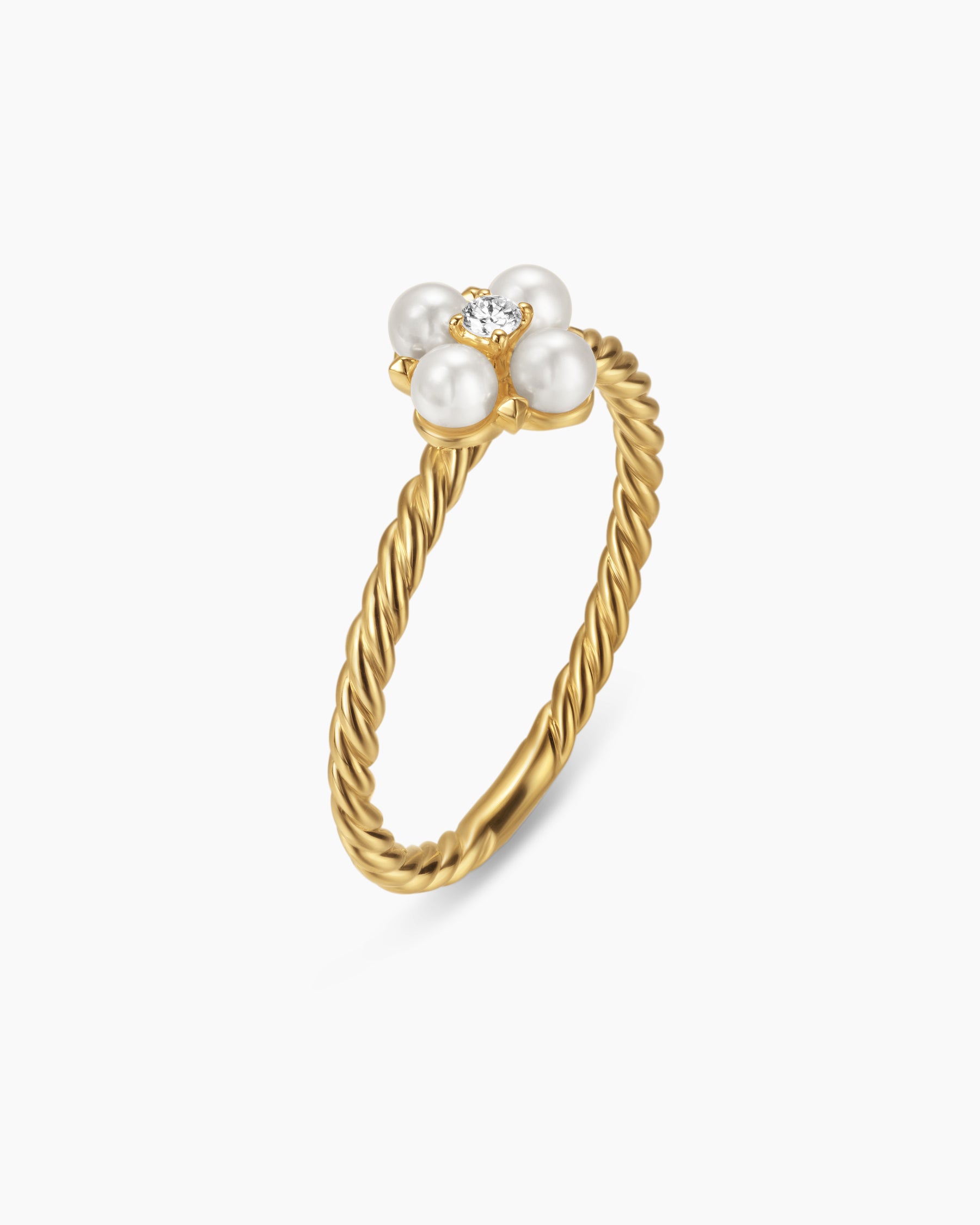 Petite Modern Renaissance Pearl Ring in 18K Yellow Gold with Diamond, 7.9mm - Image 3