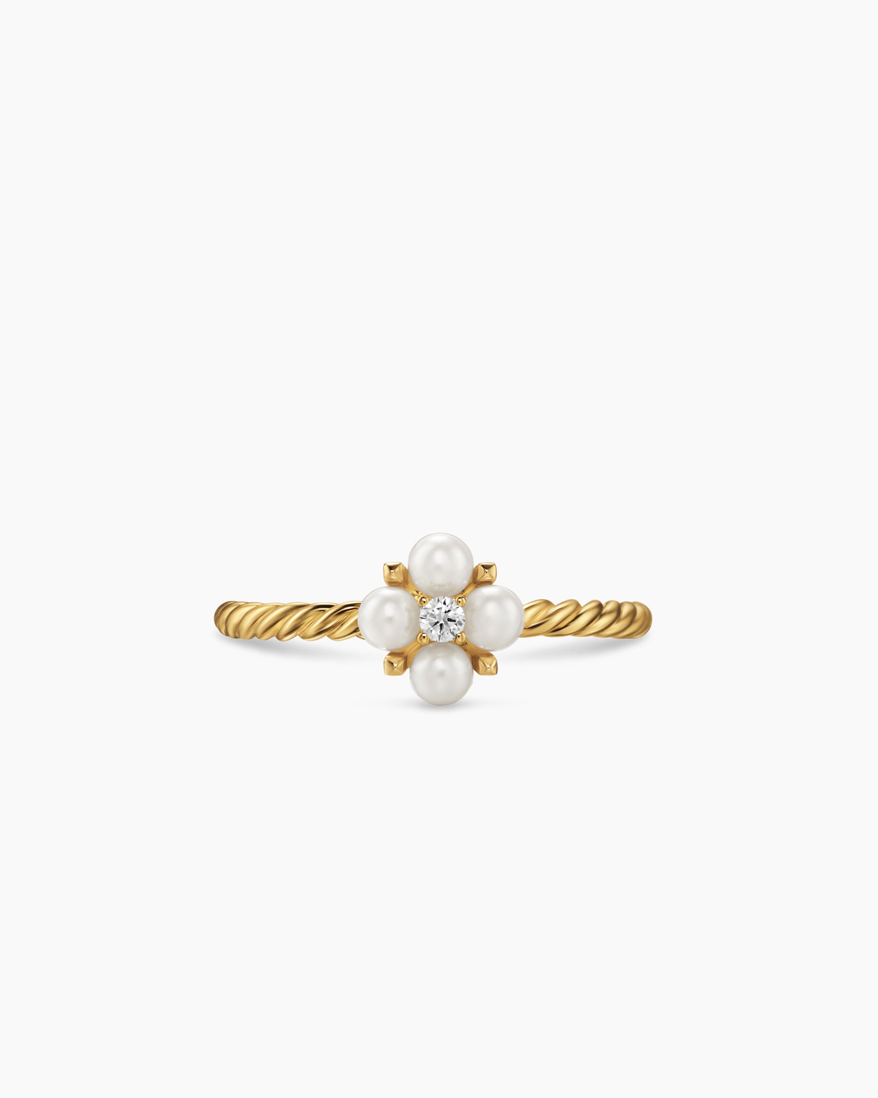 Petite Modern Renaissance Pearl Ring in 18K Yellow Gold with Diamond, 7.9mm - Image 4