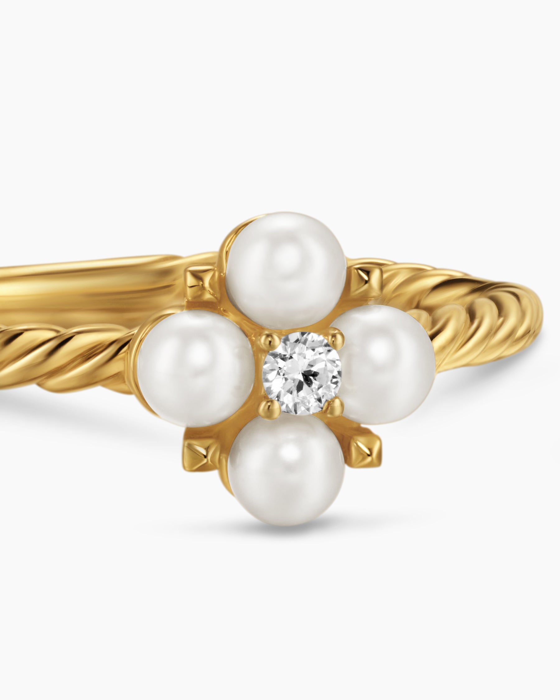 Petite Modern Renaissance Pearl Ring in 18K Yellow Gold with Diamond, 7.9mm - Image 5