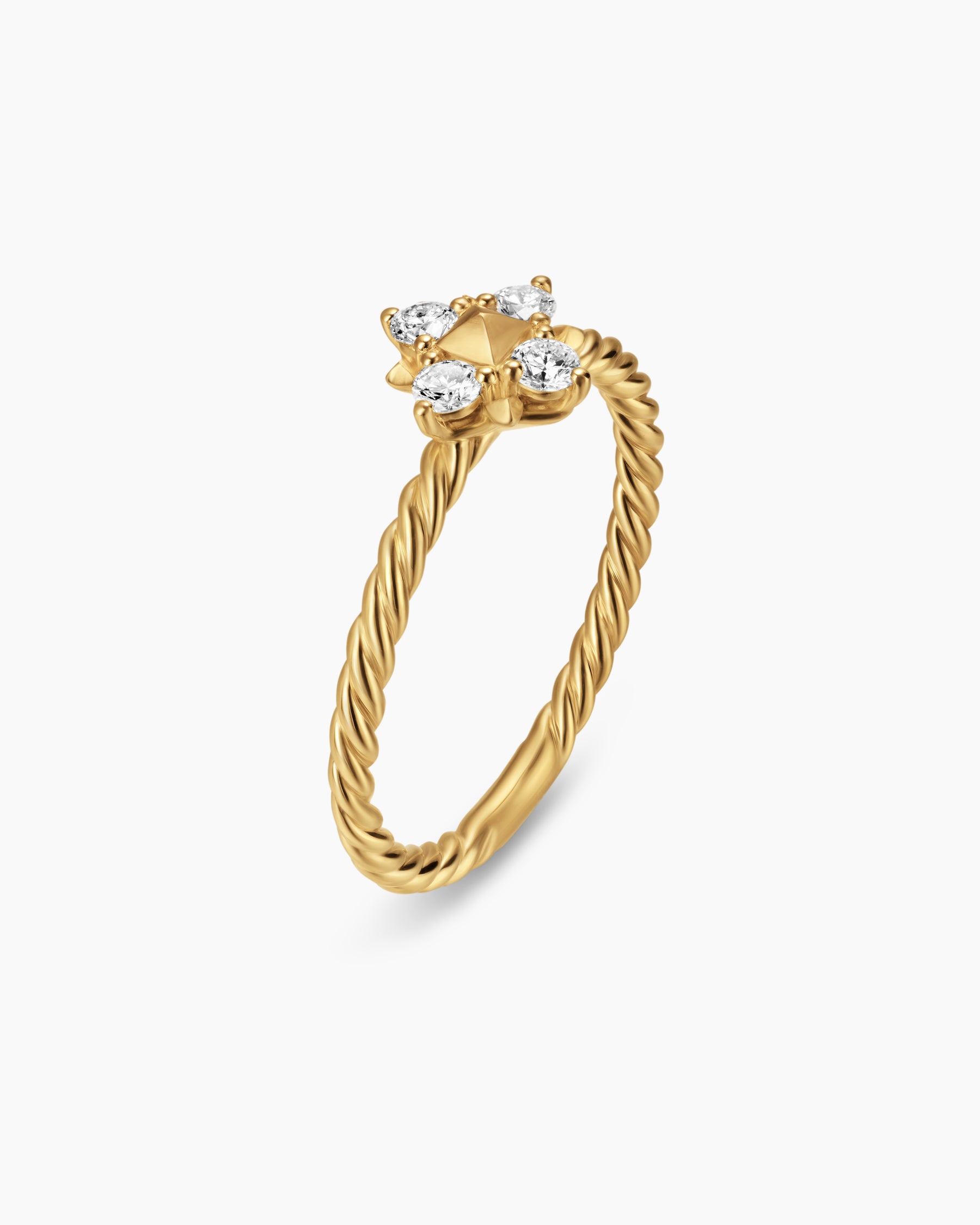 Petite Modern Renaissance Pyramid Ring in 18K Yellow Gold with Diamonds, 6.2mm - Image 3