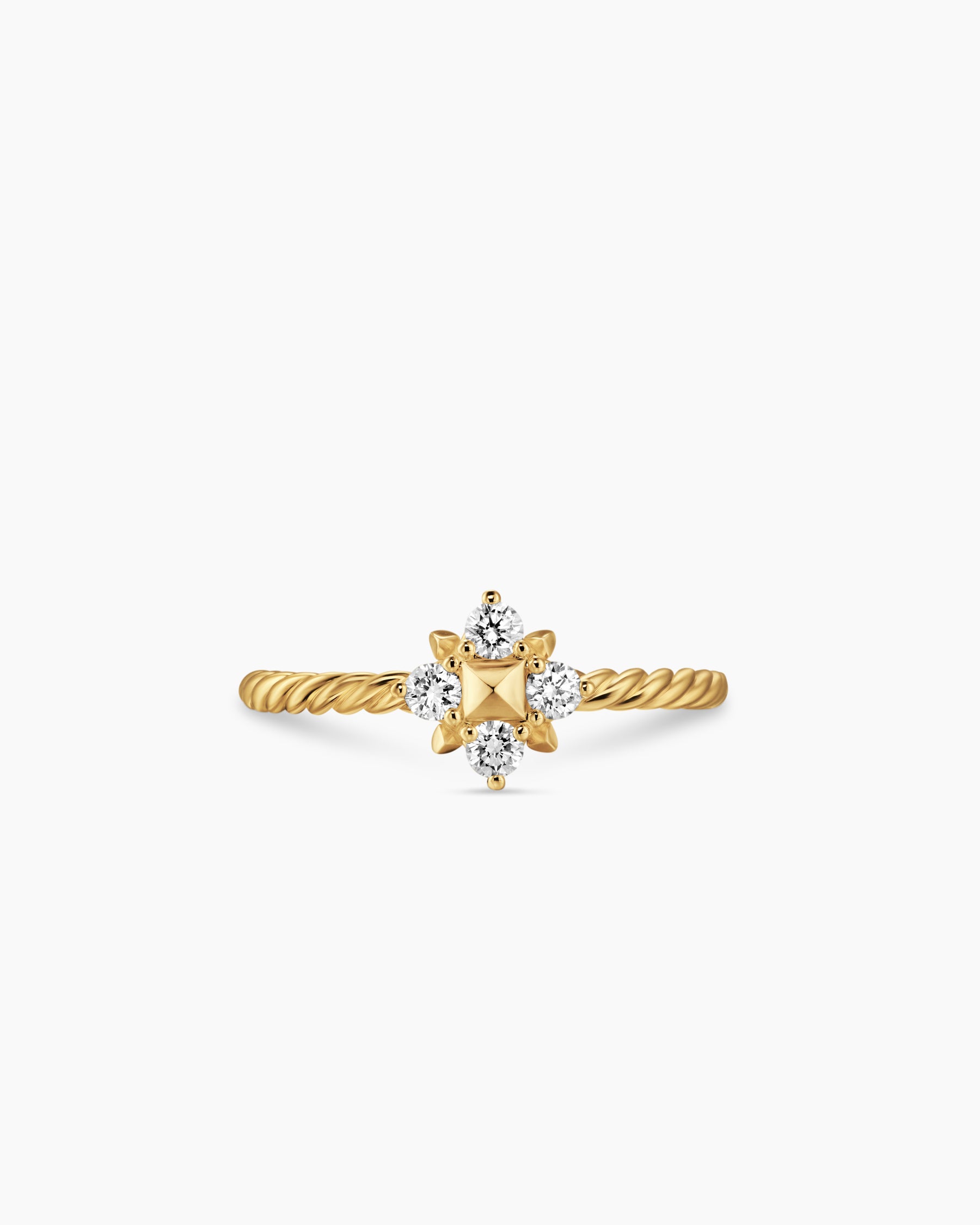 Petite Modern Renaissance Pyramid Ring in 18K Yellow Gold with Diamonds, 6.2mm - Image 4