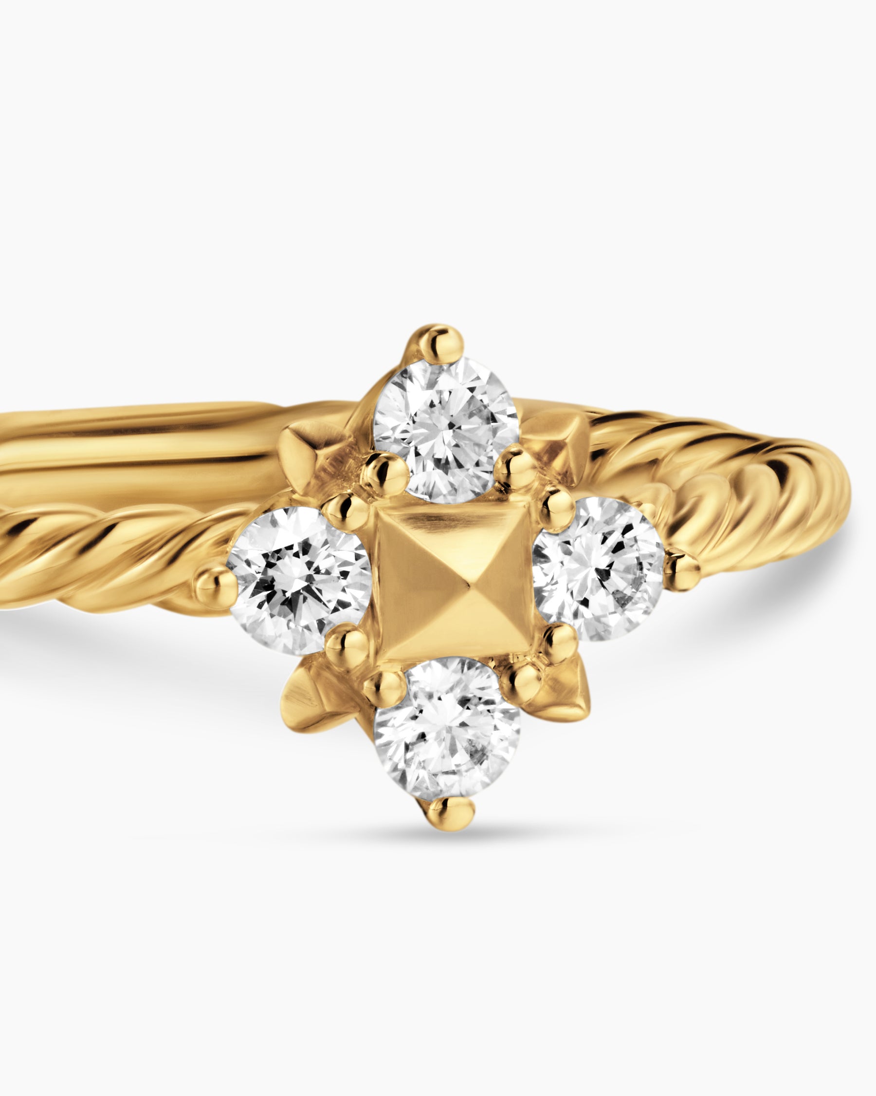 Petite Modern Renaissance Pyramid Ring in 18K Yellow Gold with Diamonds, 6.2mm - Image 5