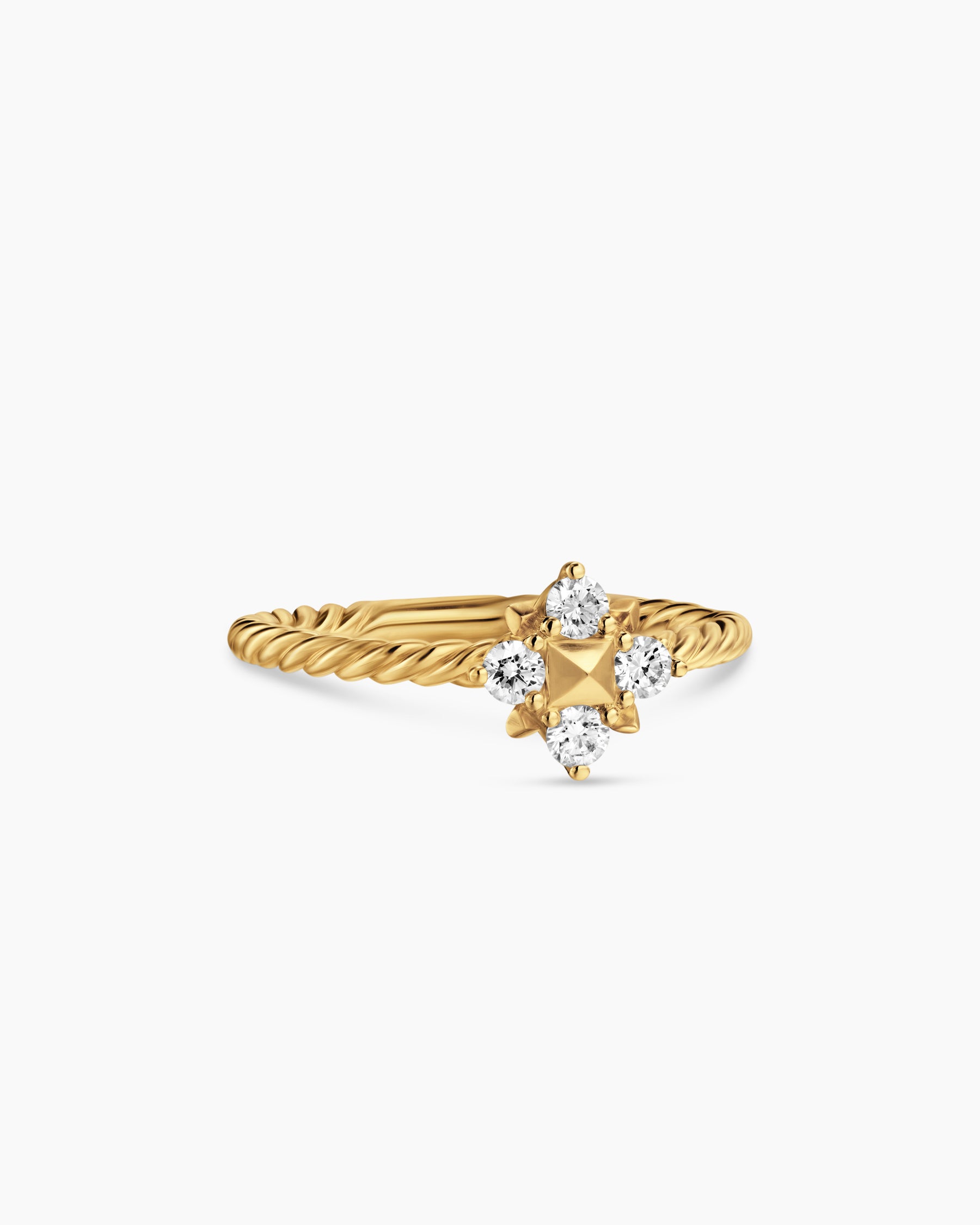 Petite Modern Renaissance Pyramid Ring in 18K Yellow Gold with Diamonds, 6.2mm