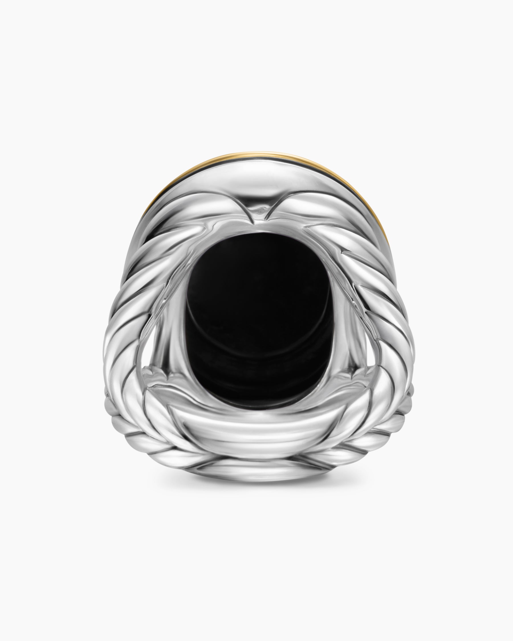 Albion Oval Ring in Sterling Silver with 18K Yellow Gold and Black Onyx, 21mm - Image 6