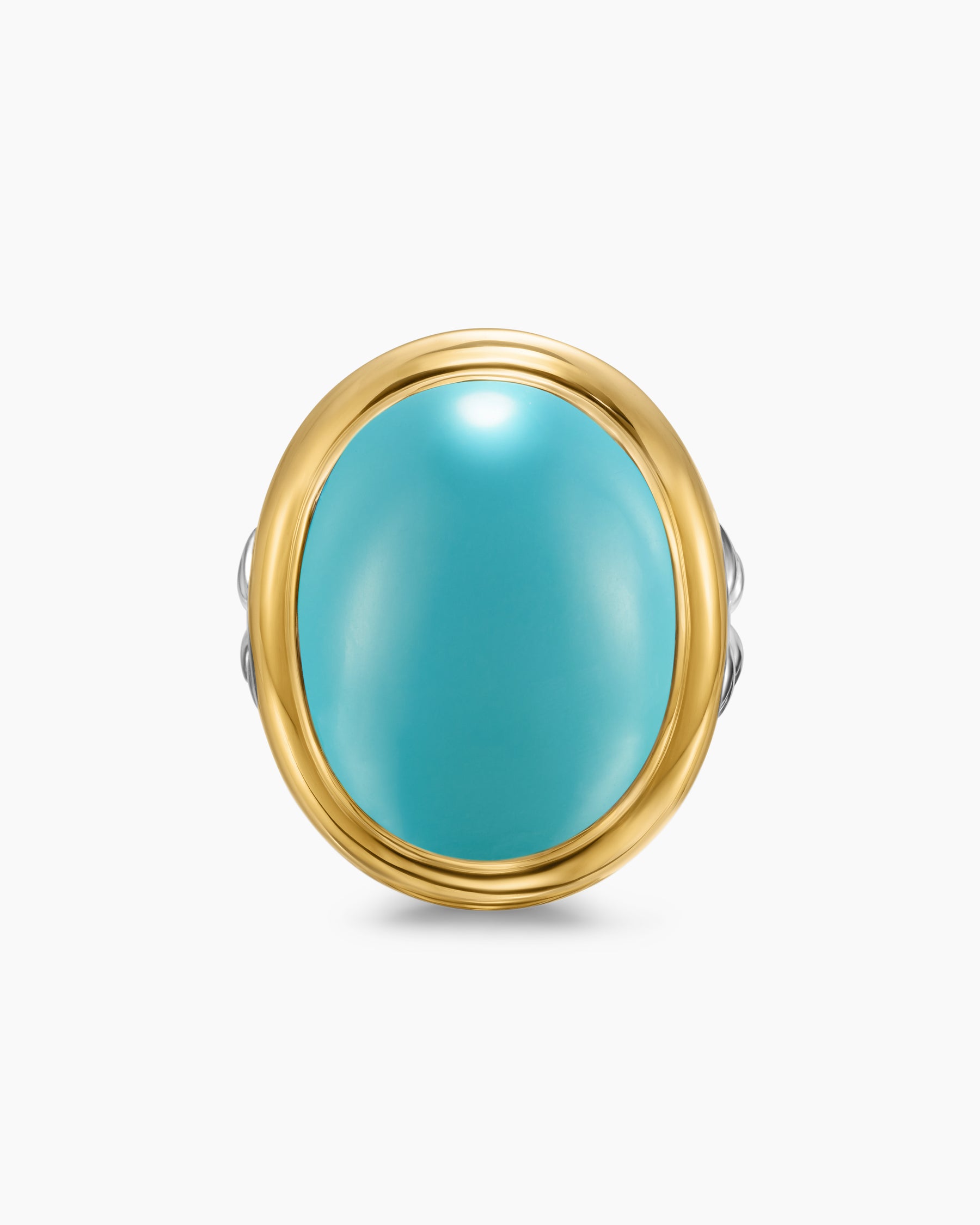 Albion Oval Ring in Sterling Silver with 18K Yellow Gold and Turquoise, 21mm - Image 4