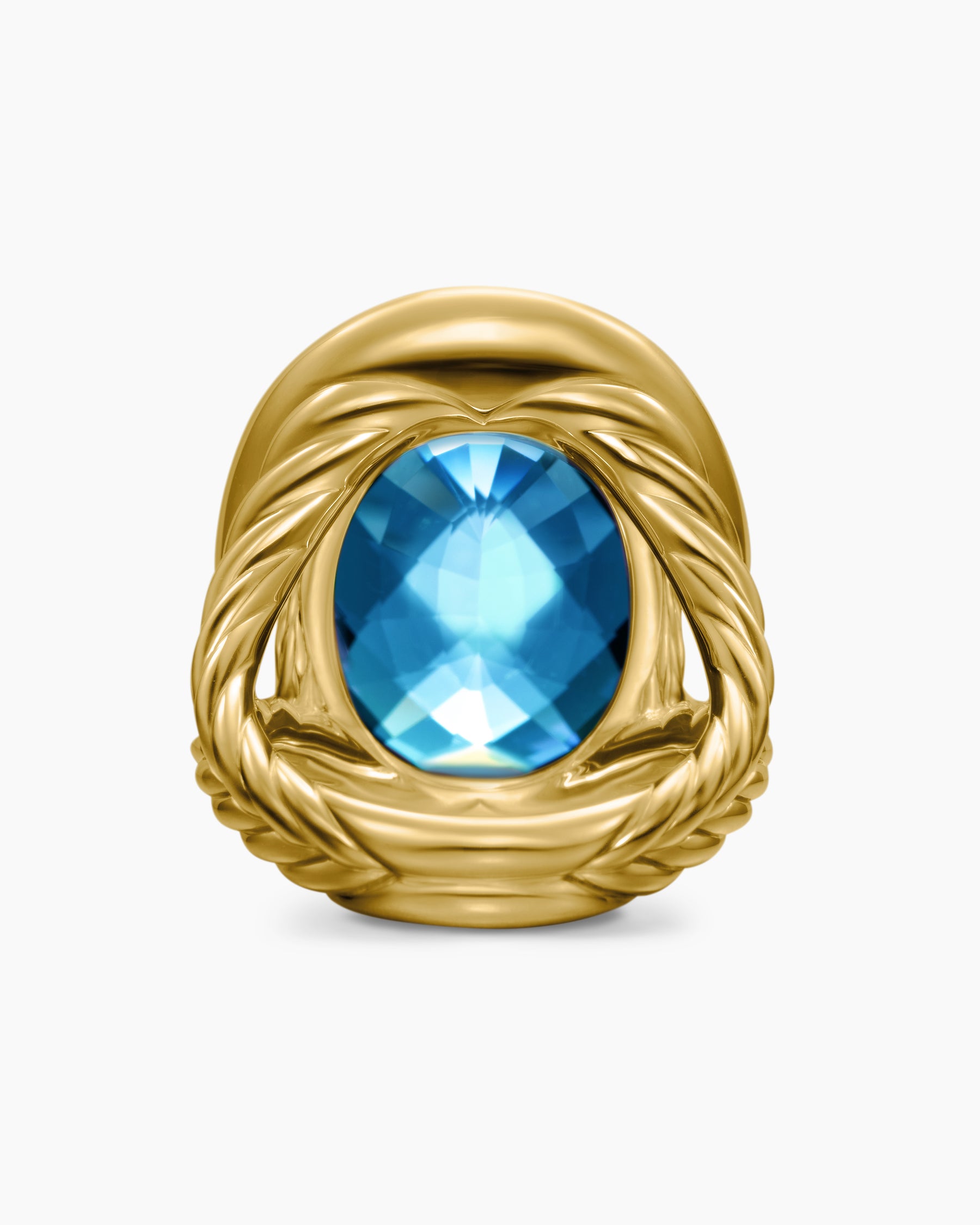 Albion Oval Ring in 18K Yellow Gold with Hampton Blue Topaz and Diamonds, 21mm - Image 6