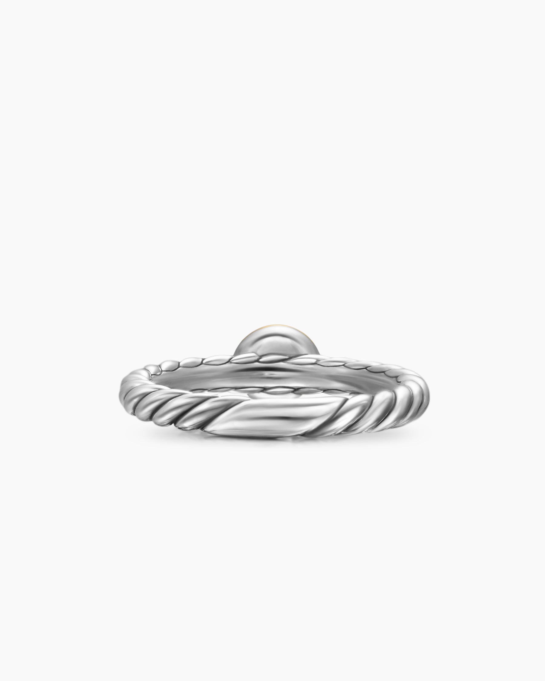 Petite Cable Ring in Sterling Silver with 14K Yellow Gold and Blue Topaz, 2.8mm - Image 6