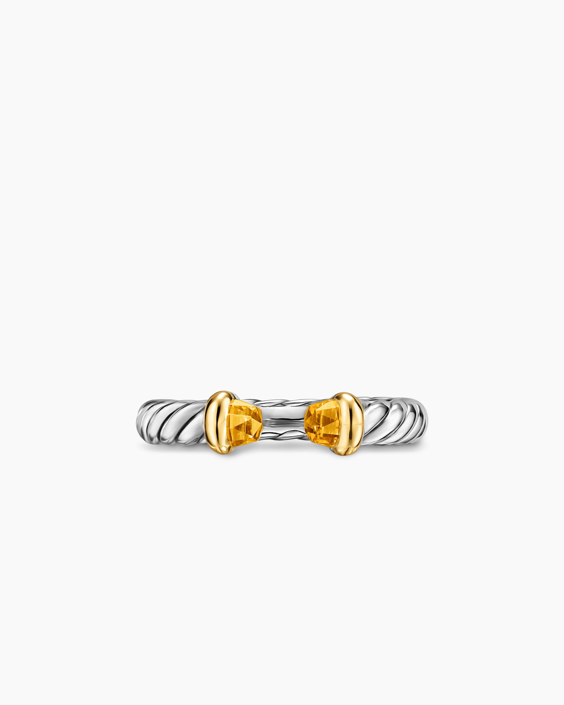 Petite Cable Open Ring in Sterling Silver with 14K Yellow Gold and Citrine, 3.4mm - Image 4