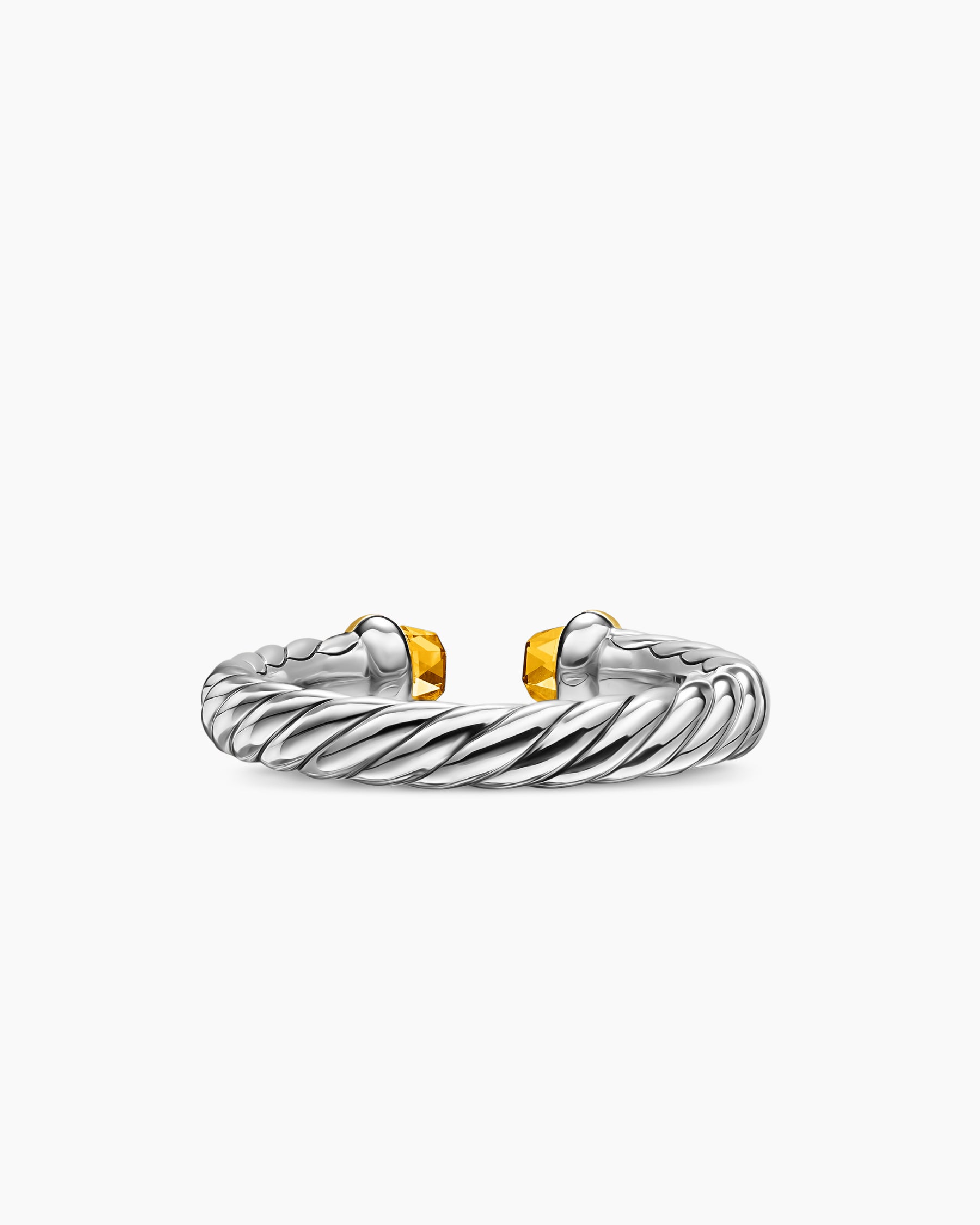 Petite Cable Open Ring in Sterling Silver with 14K Yellow Gold and Citrine, 3.4mm - Image 6