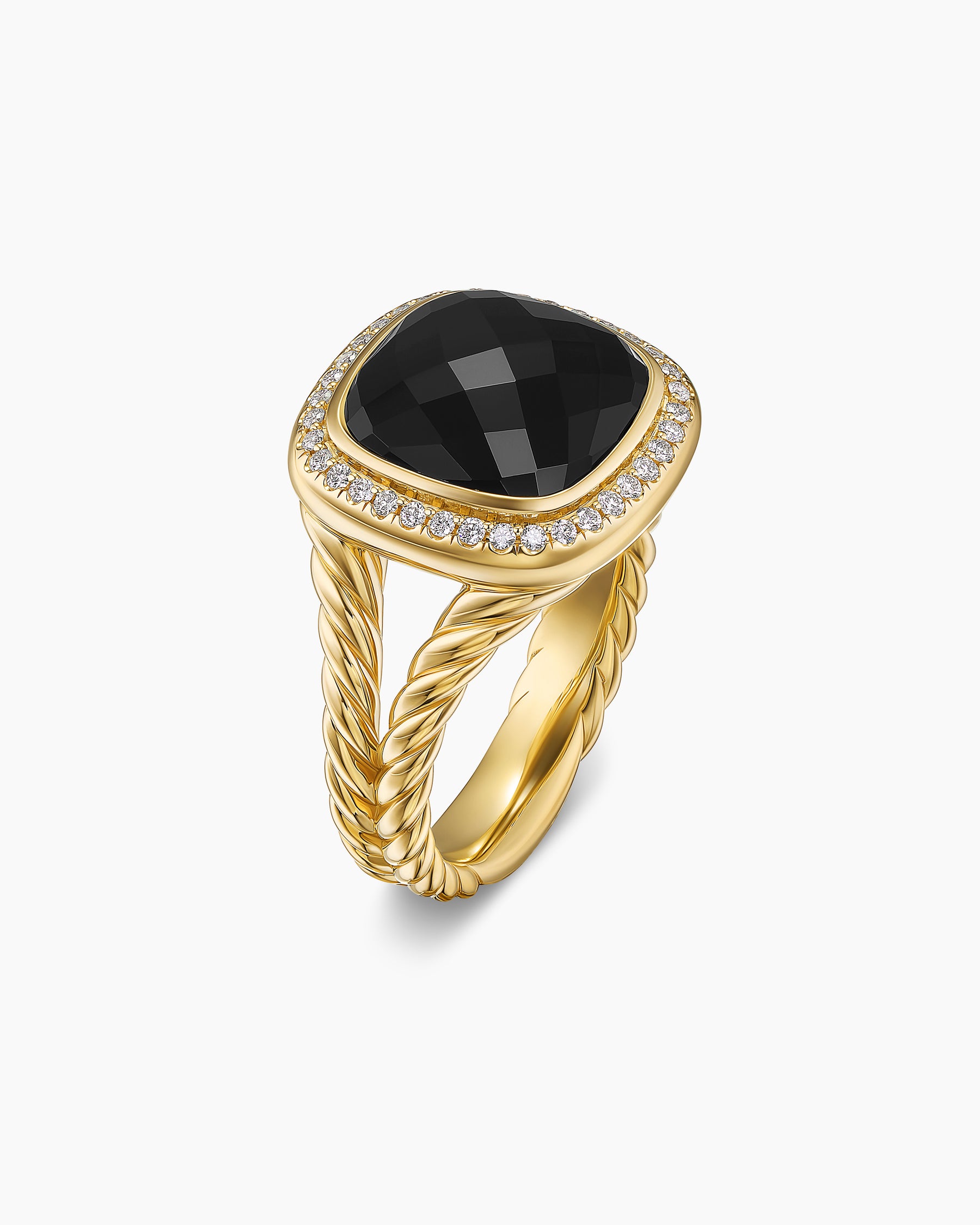 Albion Ring in 18K Yellow Gold with Black Onyx and Diamonds, 11mm - Image 3