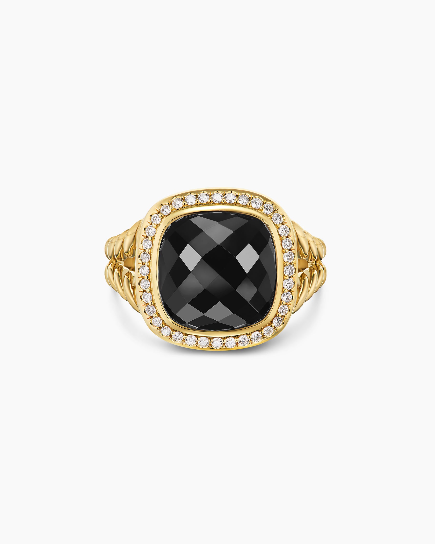 Albion Ring in 18K Yellow Gold with Black Onyx and Diamonds, 11mm - Image 4